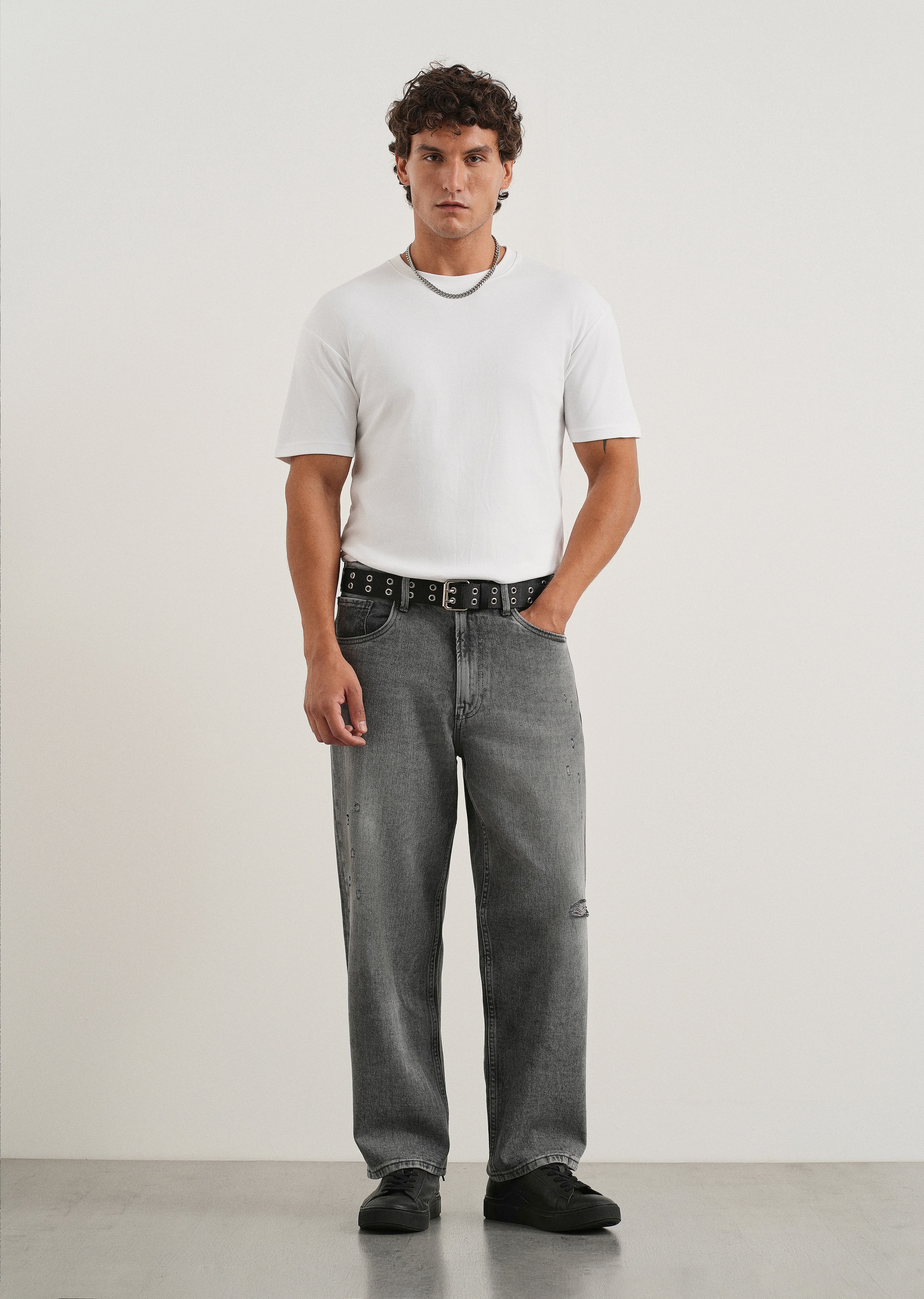 Smoke Grey Baggy Fit Jeans
