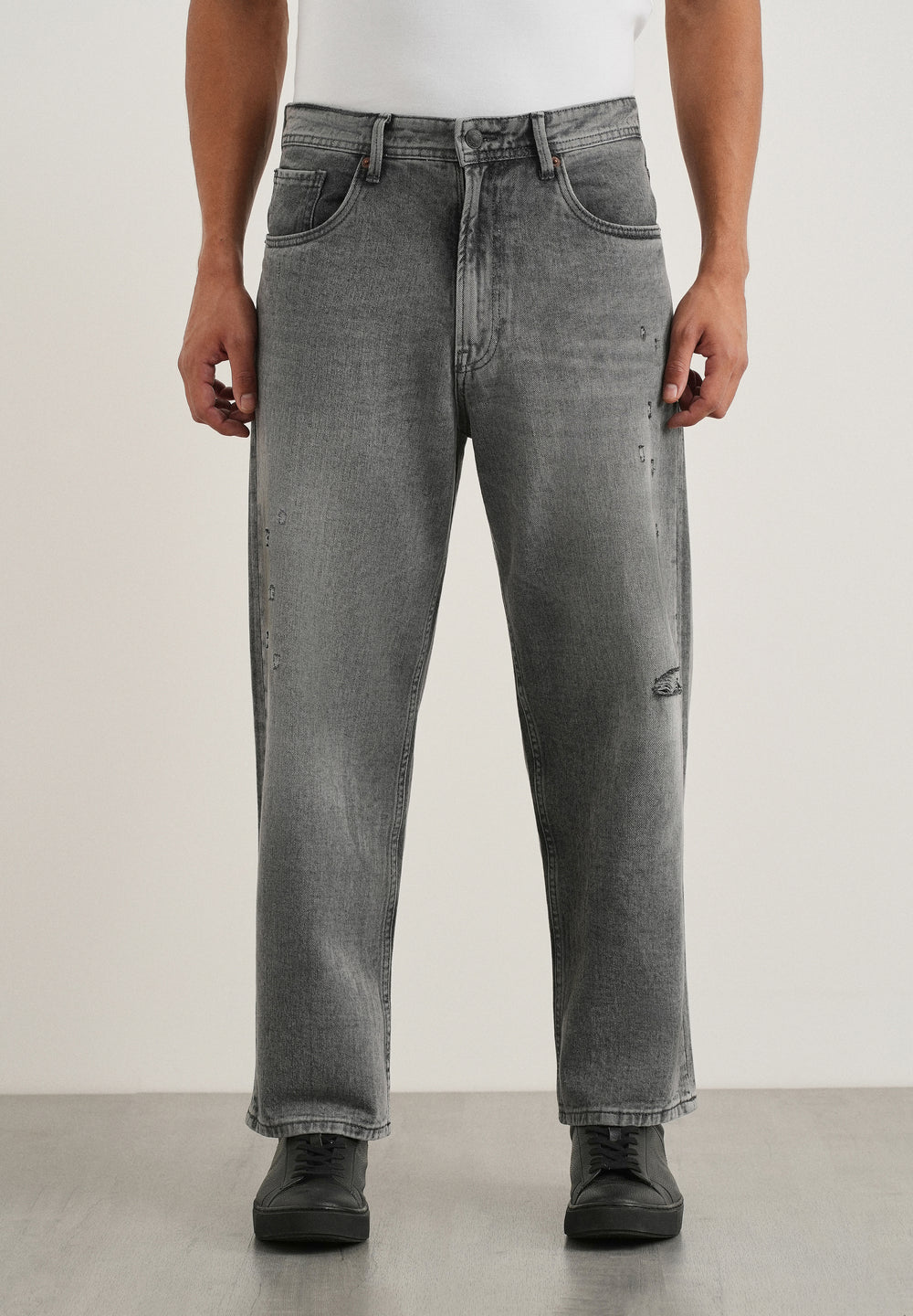 Smoke Grey Baggy Fit Jeans