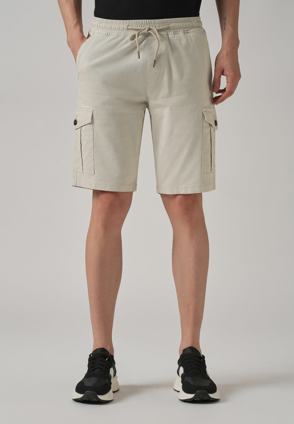 Smoke Grey Cotton Cargo Shorts