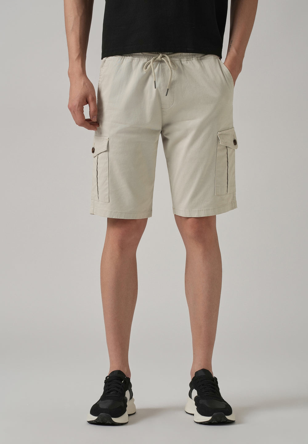 Smoke Grey Cotton Cargo Shorts