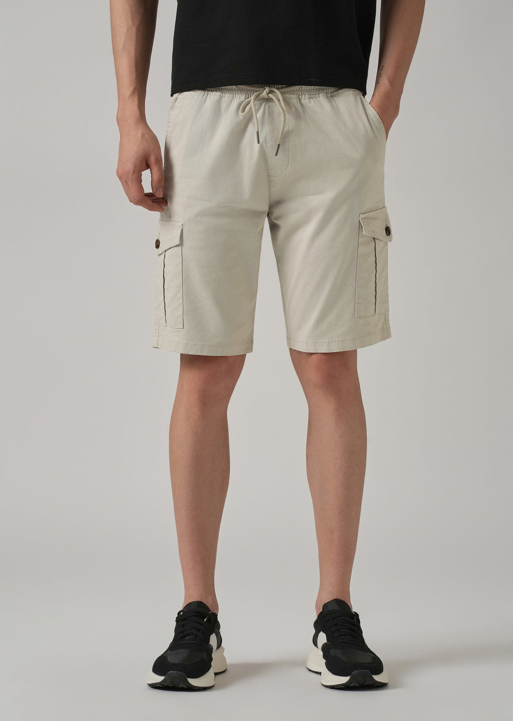 Smoke Grey Cotton Cargo Shorts