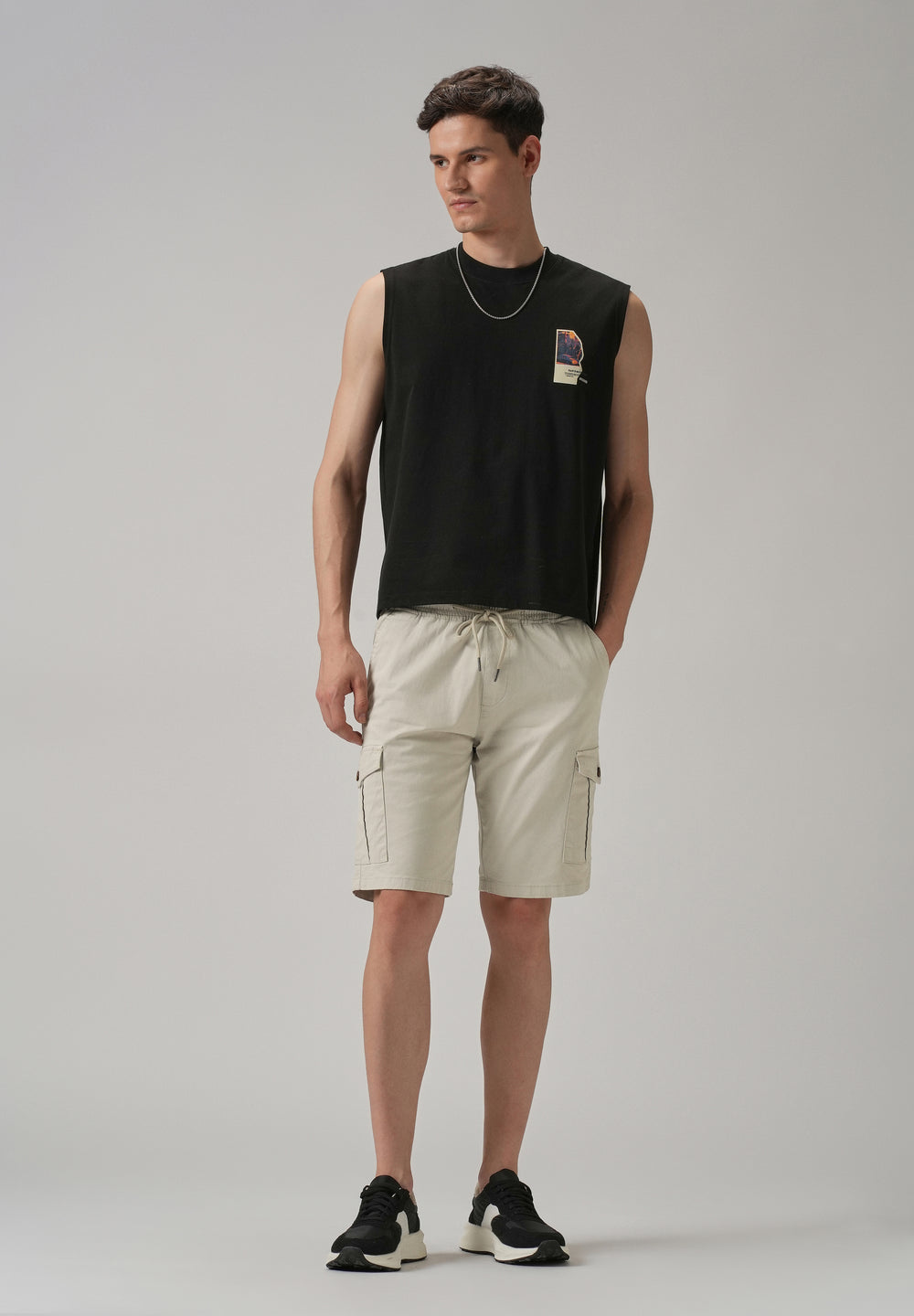 Smoke Grey Cotton Cargo Shorts