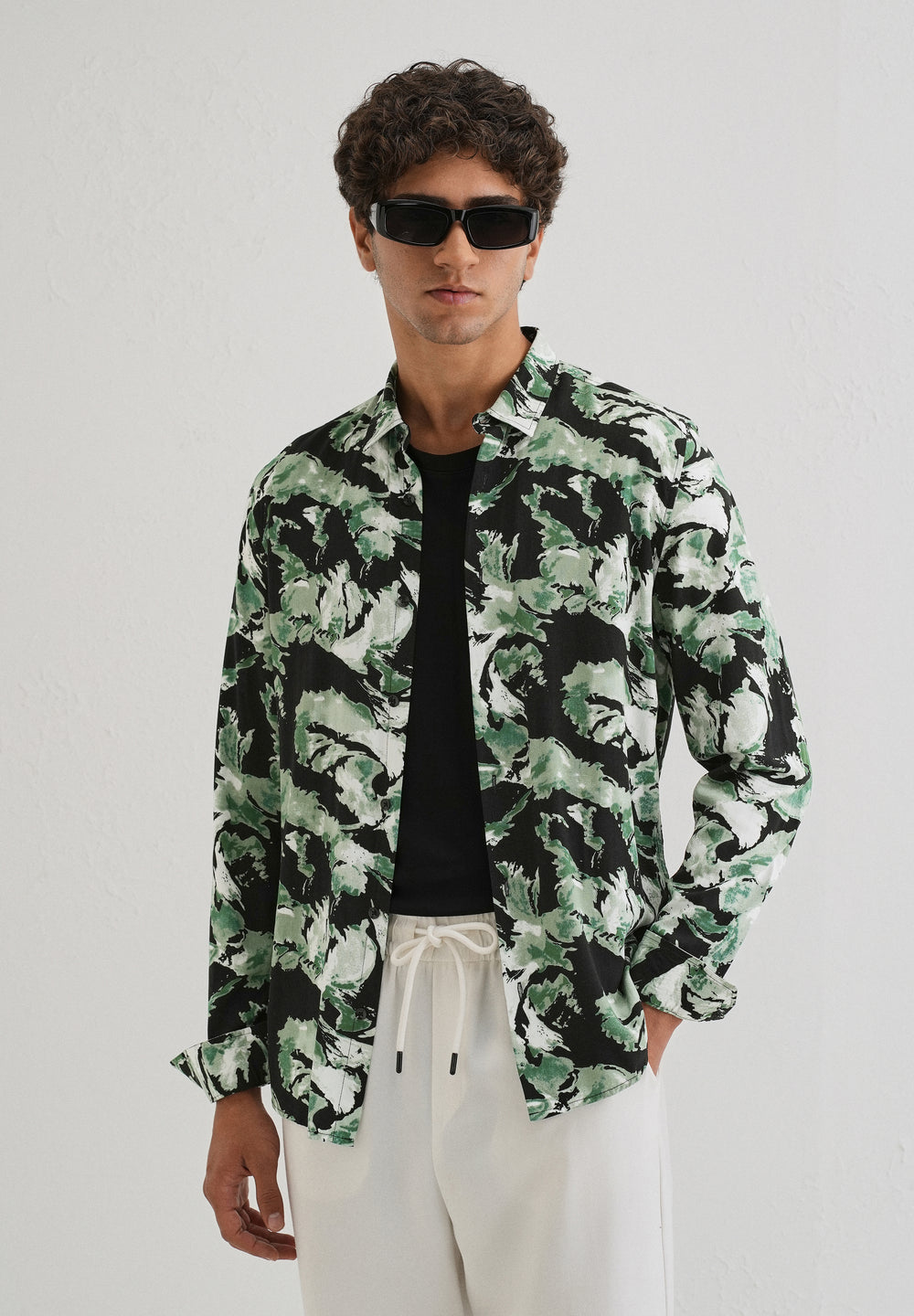 Smoke Green Print Full sleeve shirt