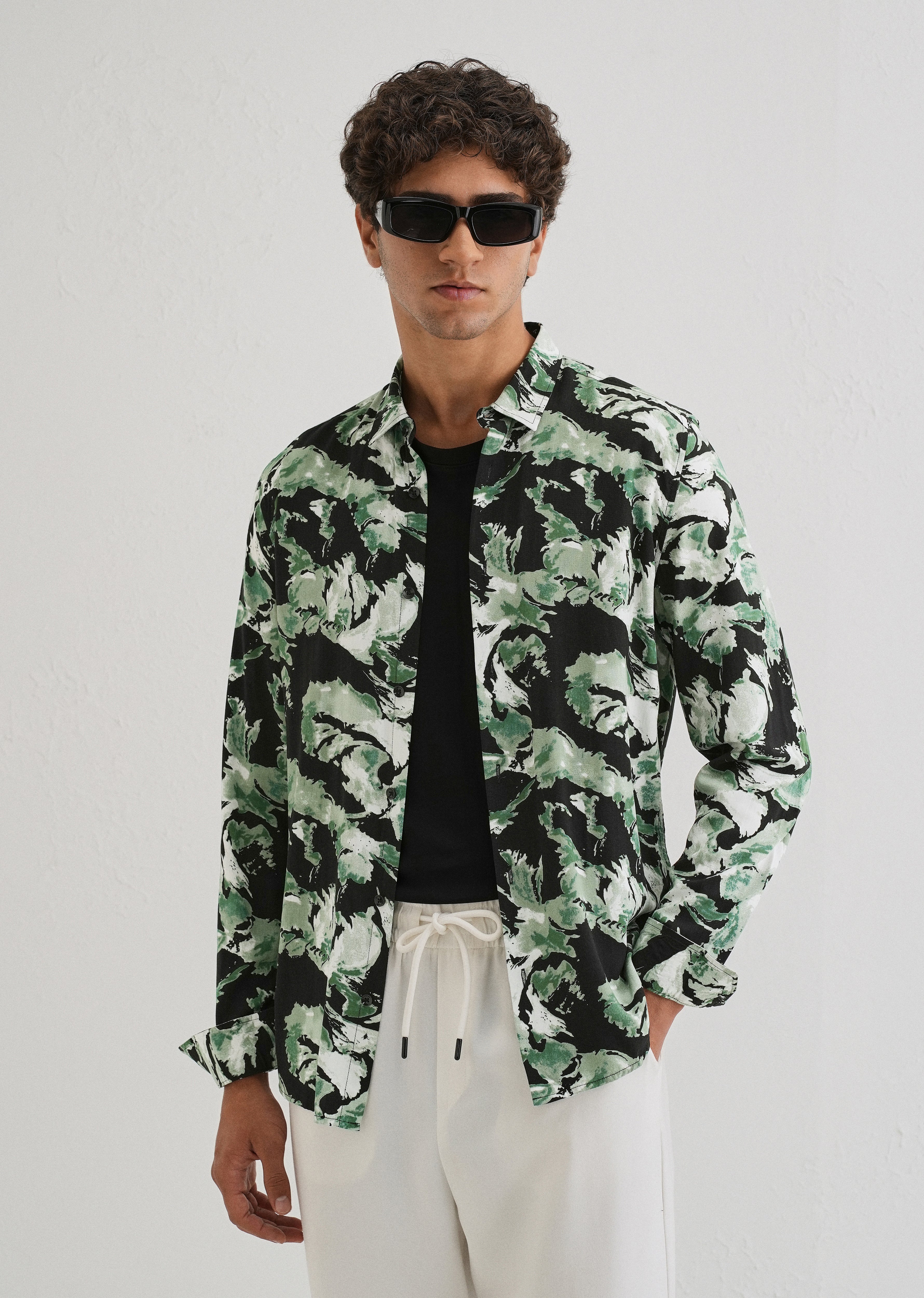 Smoke Green Print Full sleeve shirt