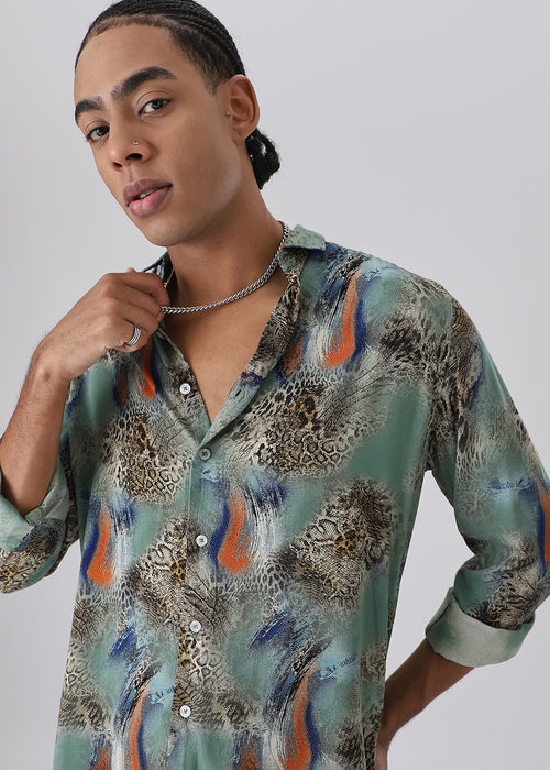 SnakeSkin Green Feather shirt