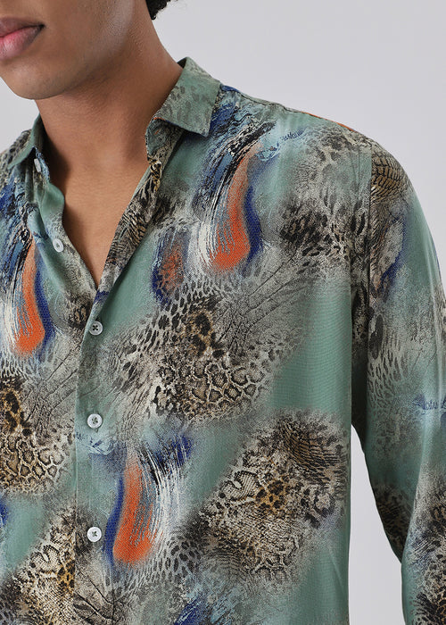 SnakeSkin Green Feather shirt