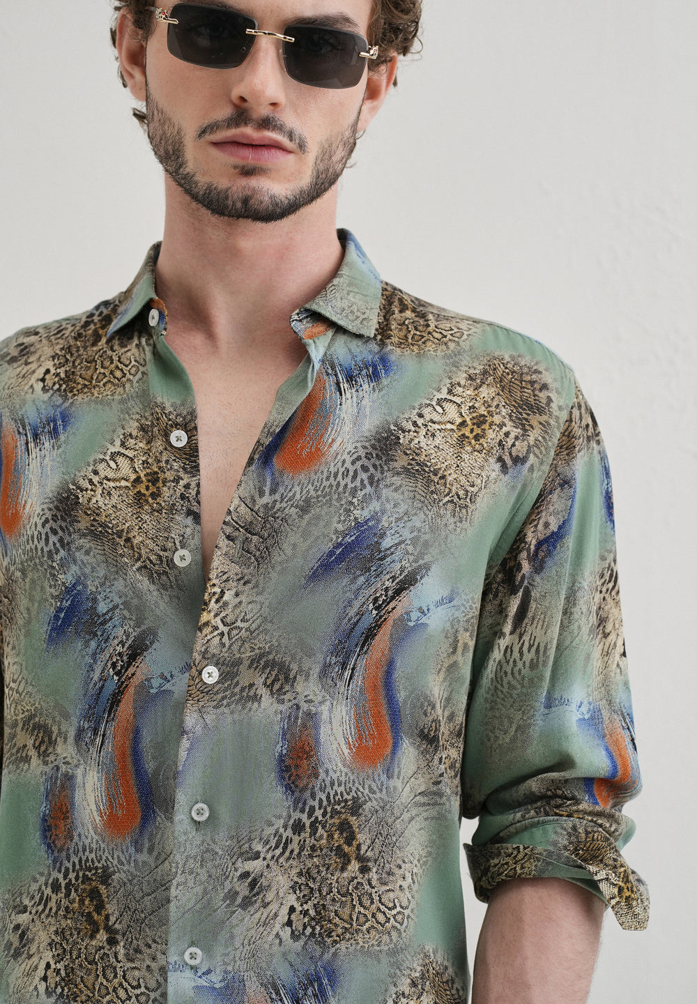 SnakeSkin Green Feather shirt