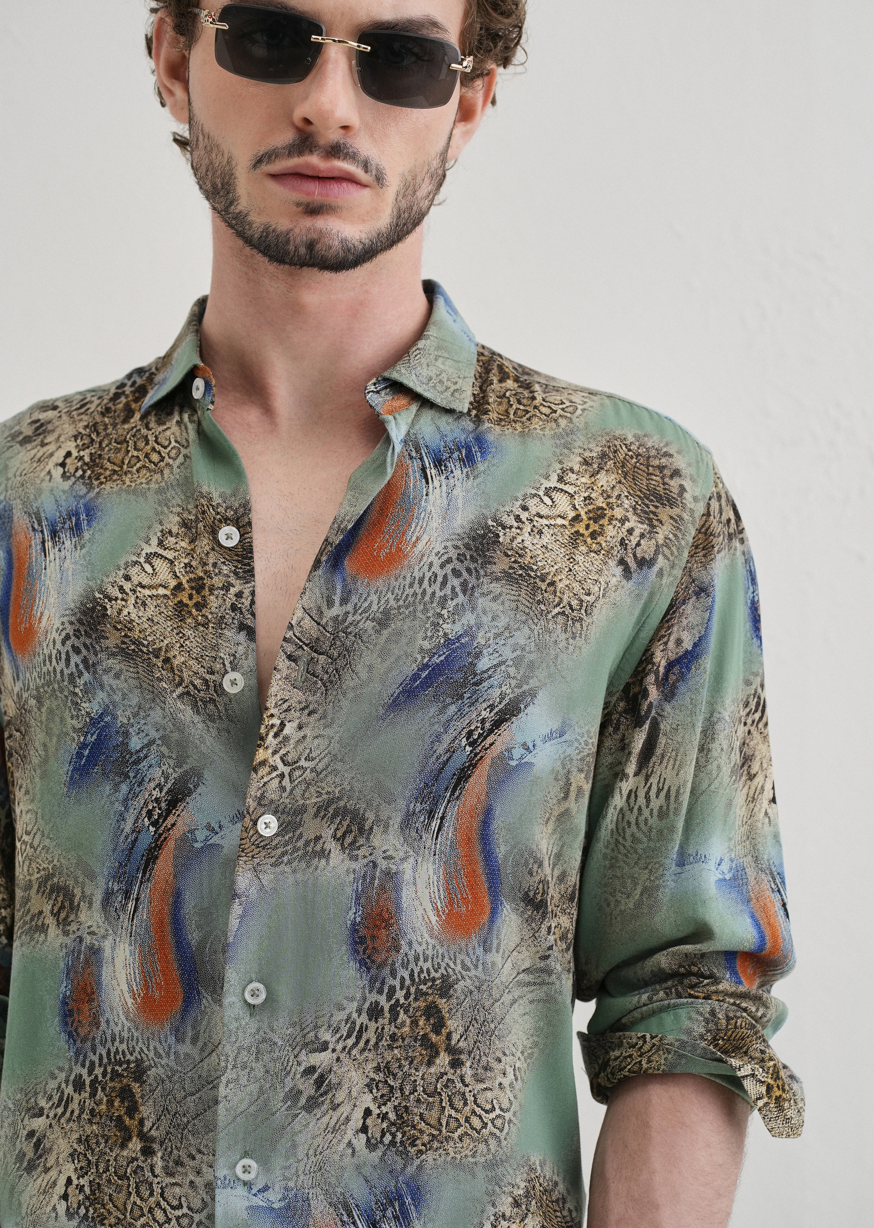 SnakeSkin Green Feather shirt