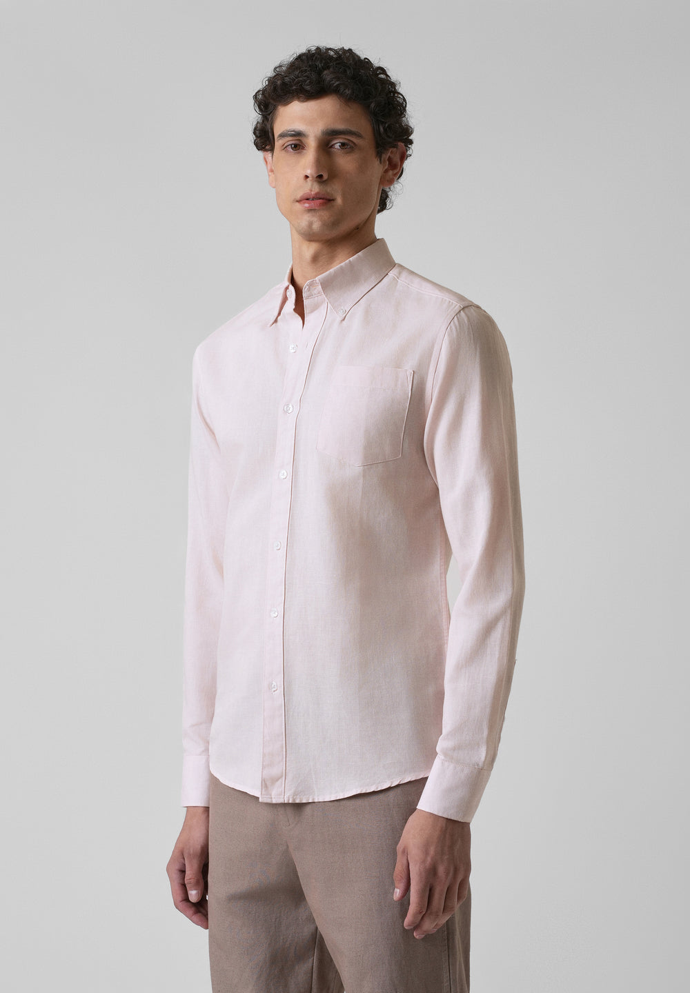 Soft Pink Cotton Linen Shirt