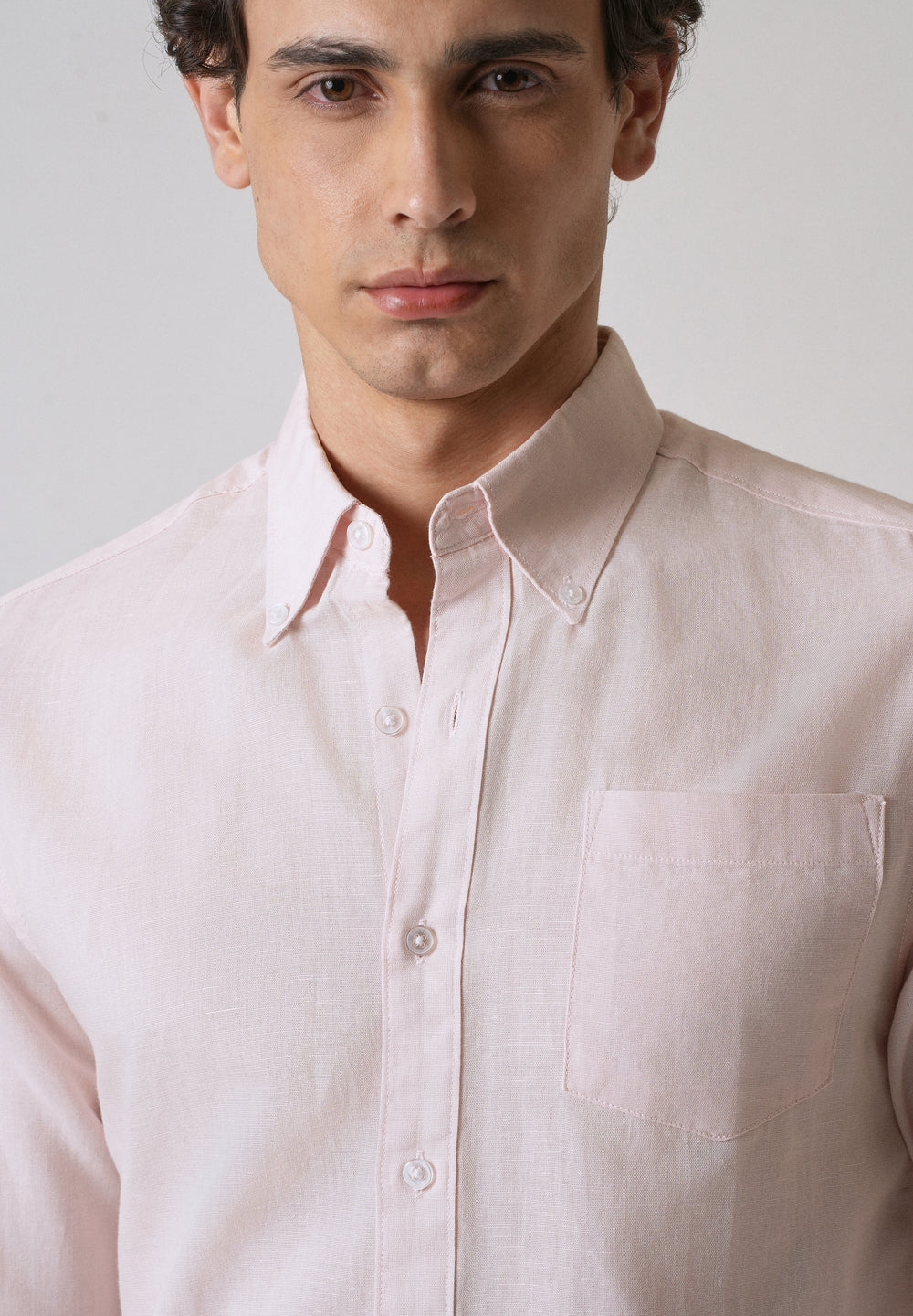 Soft Pink Cotton Linen Shirt