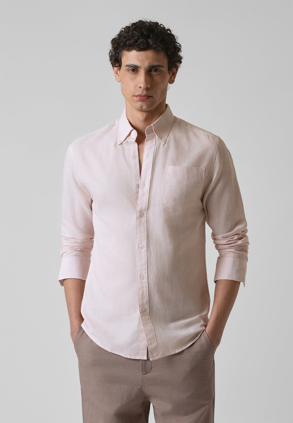 Soft Pink Cotton Linen Shirt
