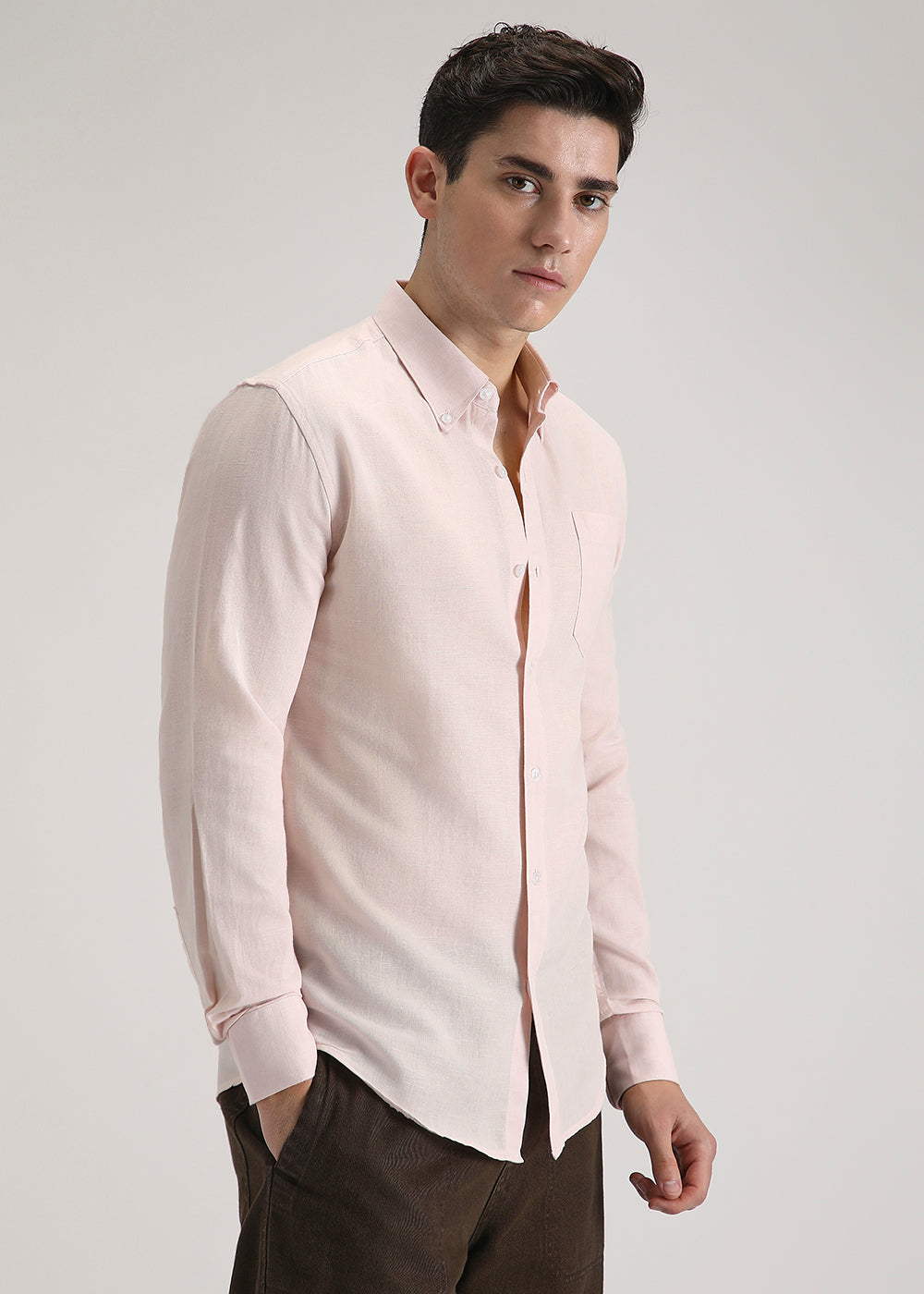 Soft Pink Cotton Linen Shirt