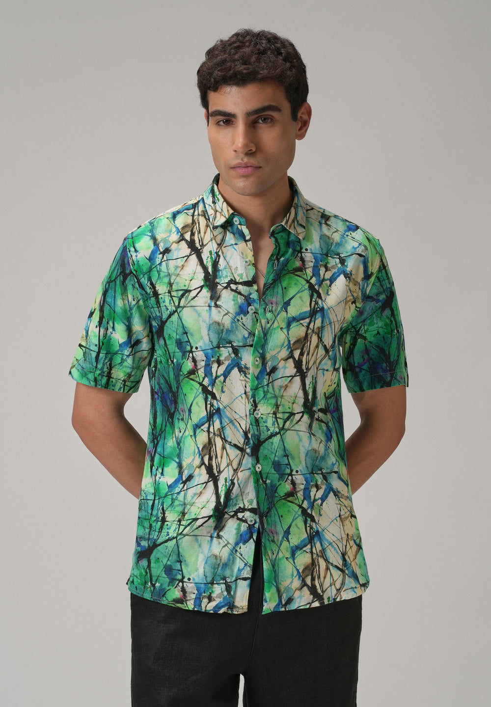 Spatter Green Half Sleeve shirt