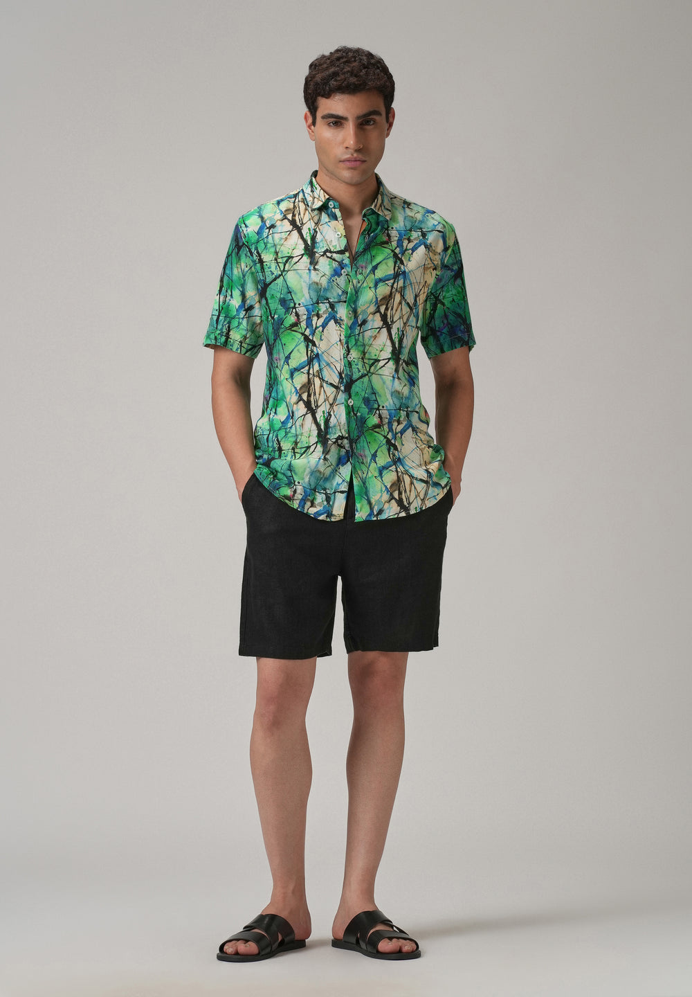 Spatter Green Half Sleeve shirt