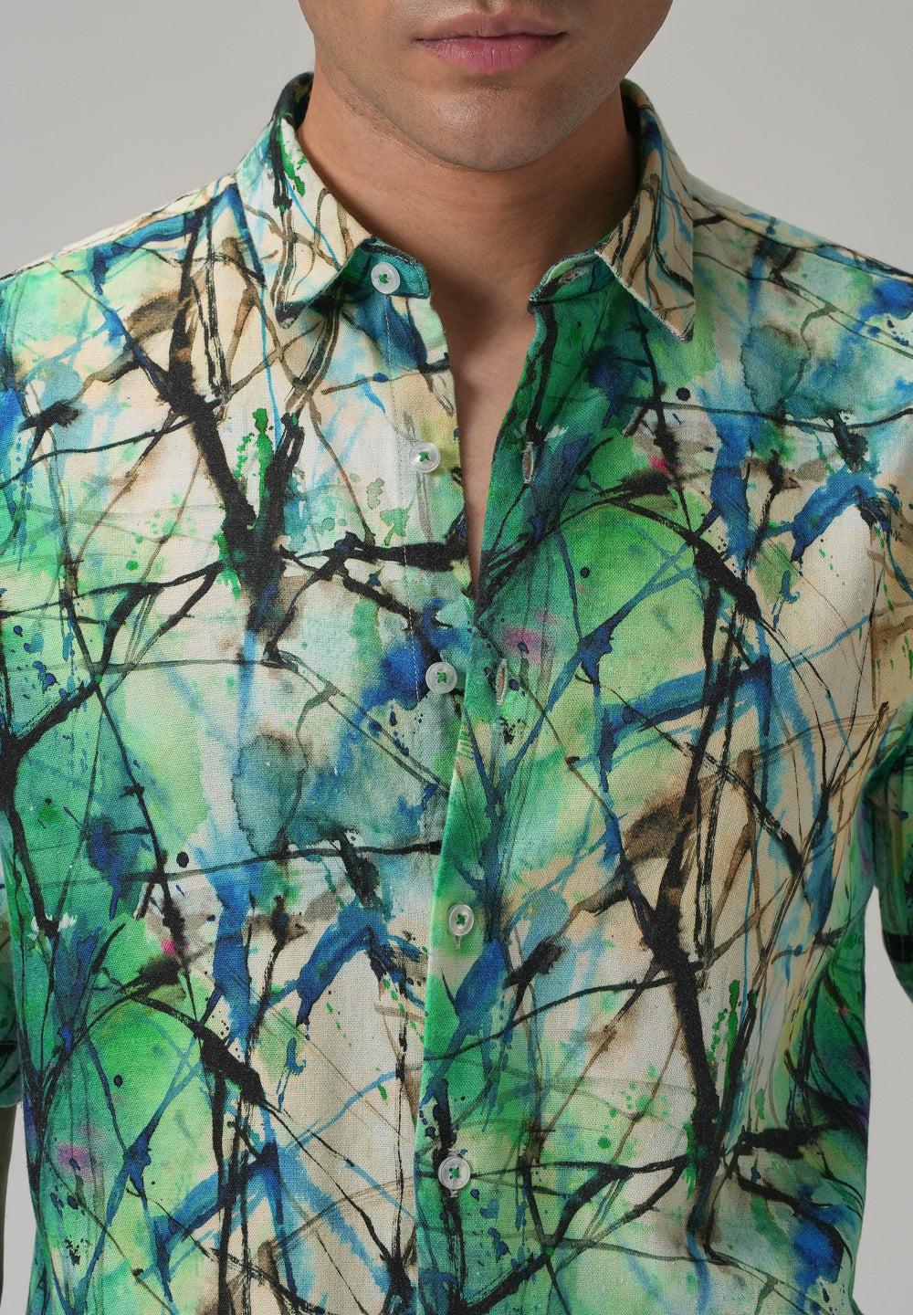 Spatter Green Half Sleeve shirt