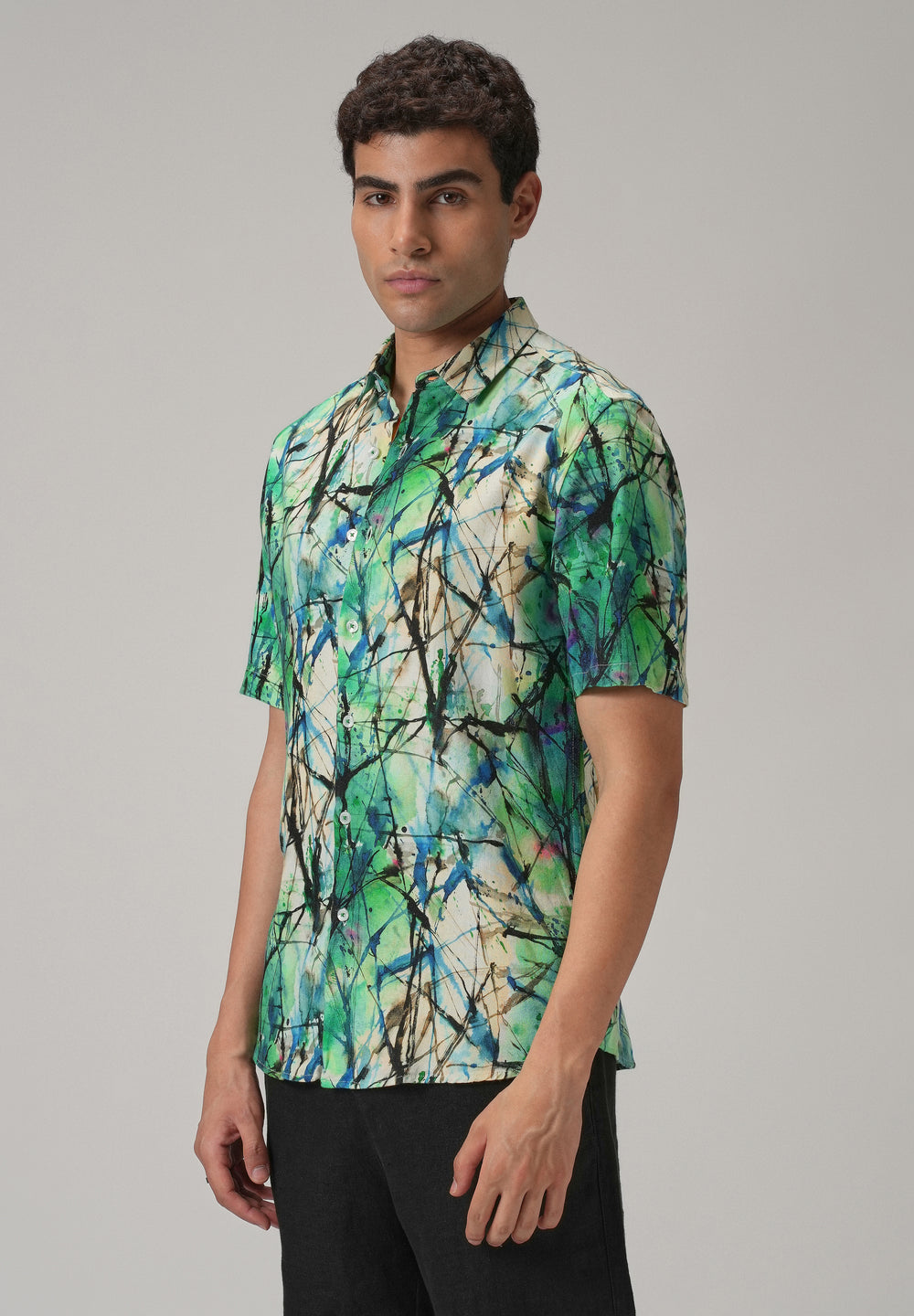 Spatter Green Half Sleeve shirt