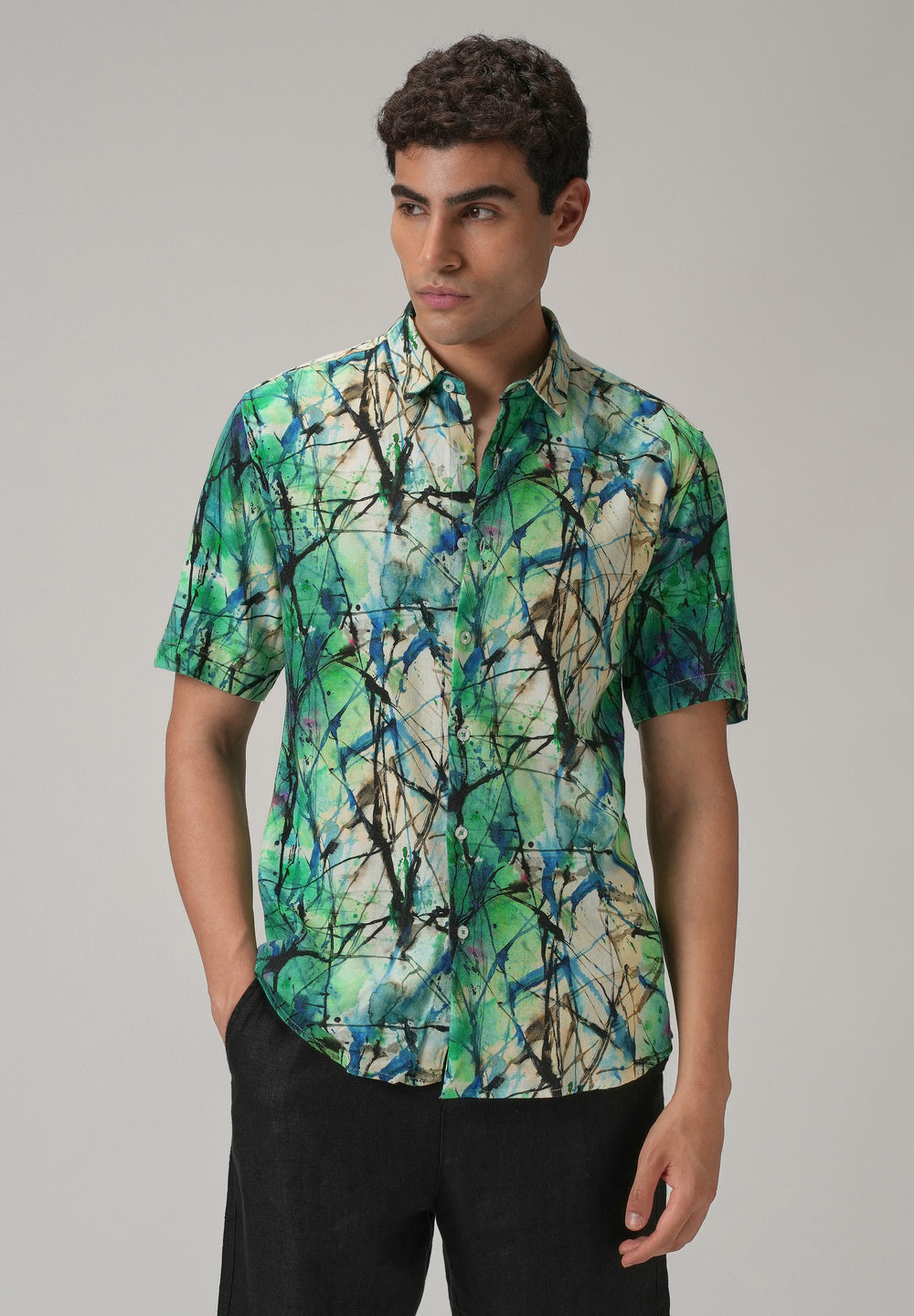 Spatter Green Half Sleeve shirt