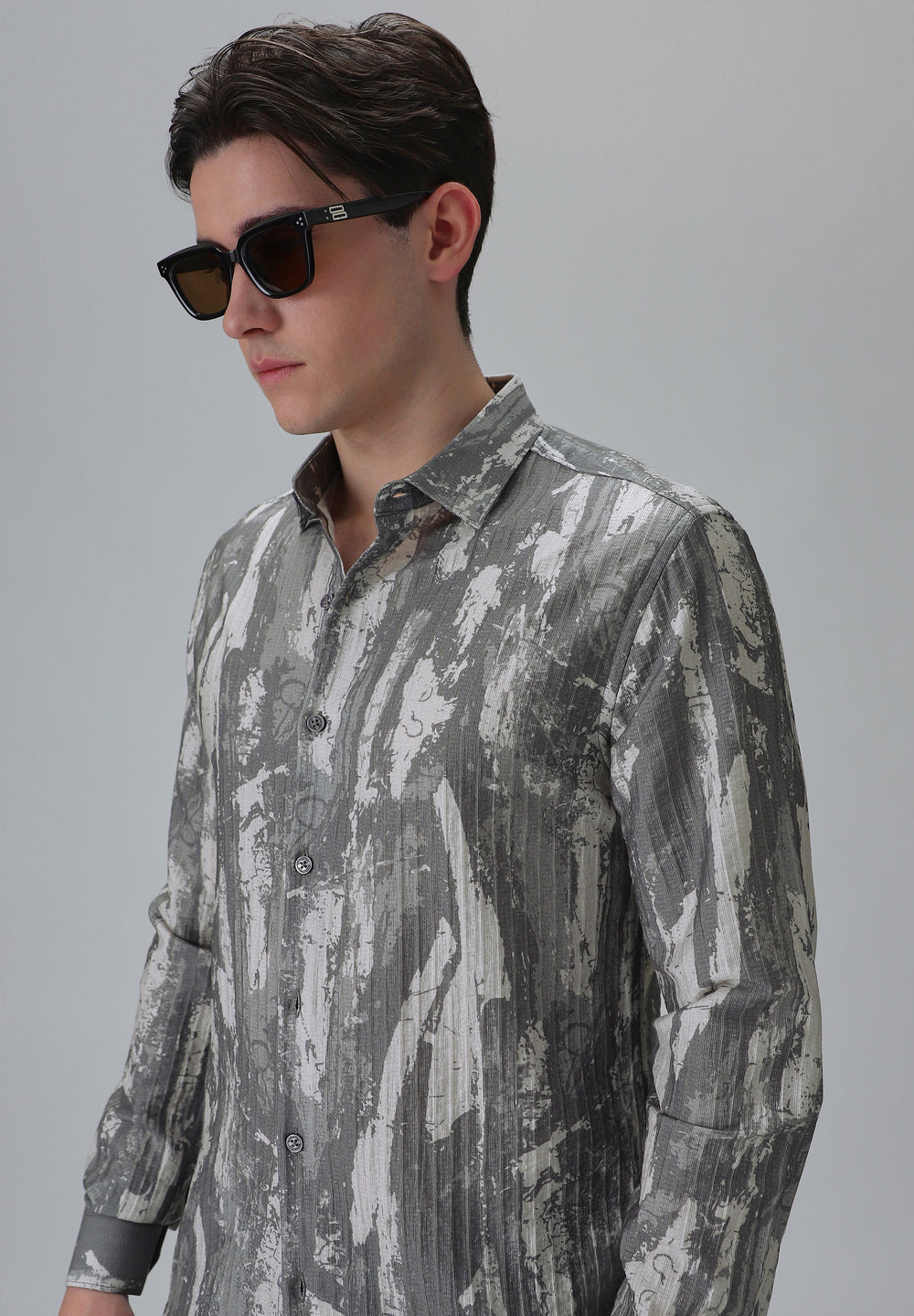 Speckled Grey Printed Shirt