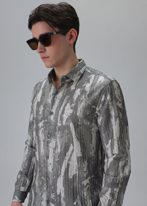 Speckled Grey Printed Shirt