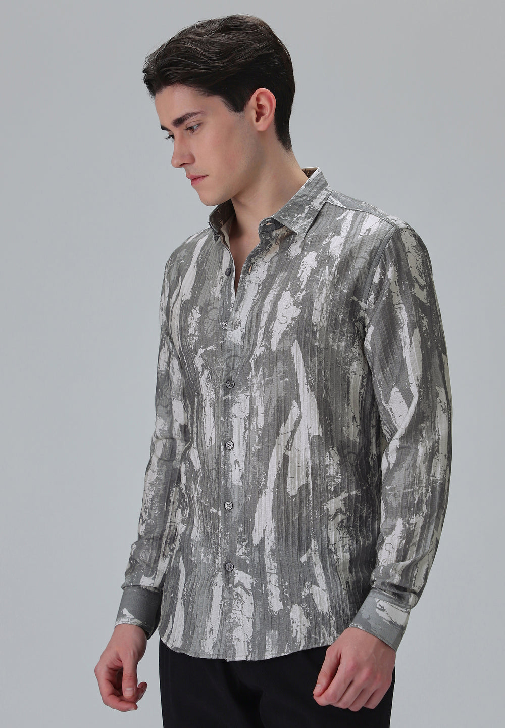 Speckled Grey Printed Shirt