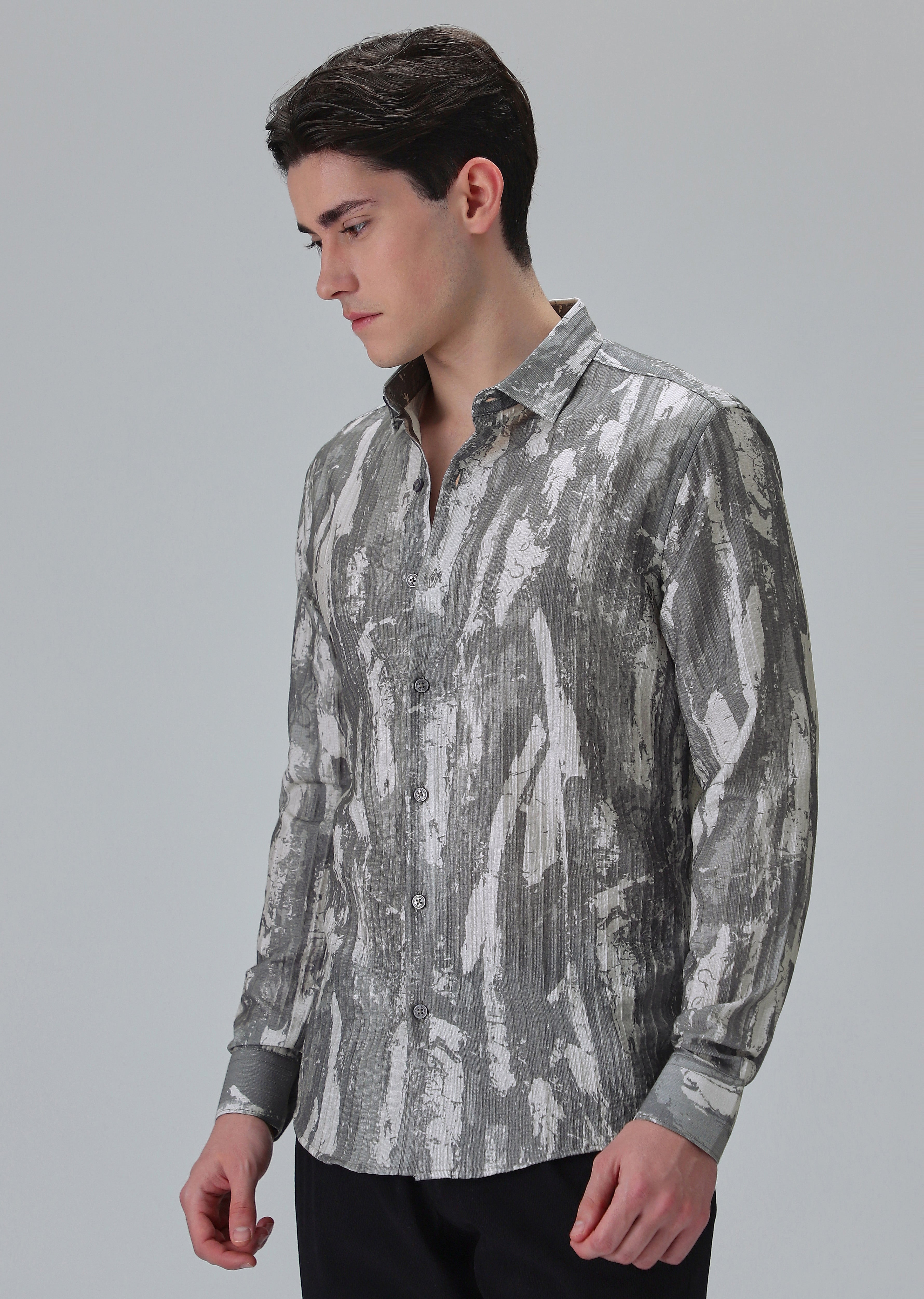 Speckled Grey Printed Shirt