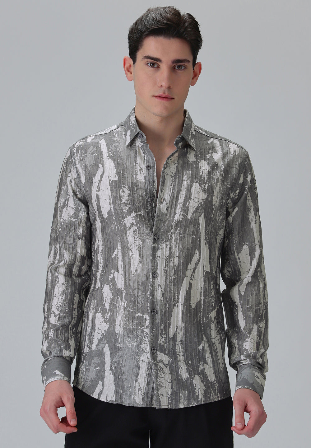 Speckled Grey Printed Shirt