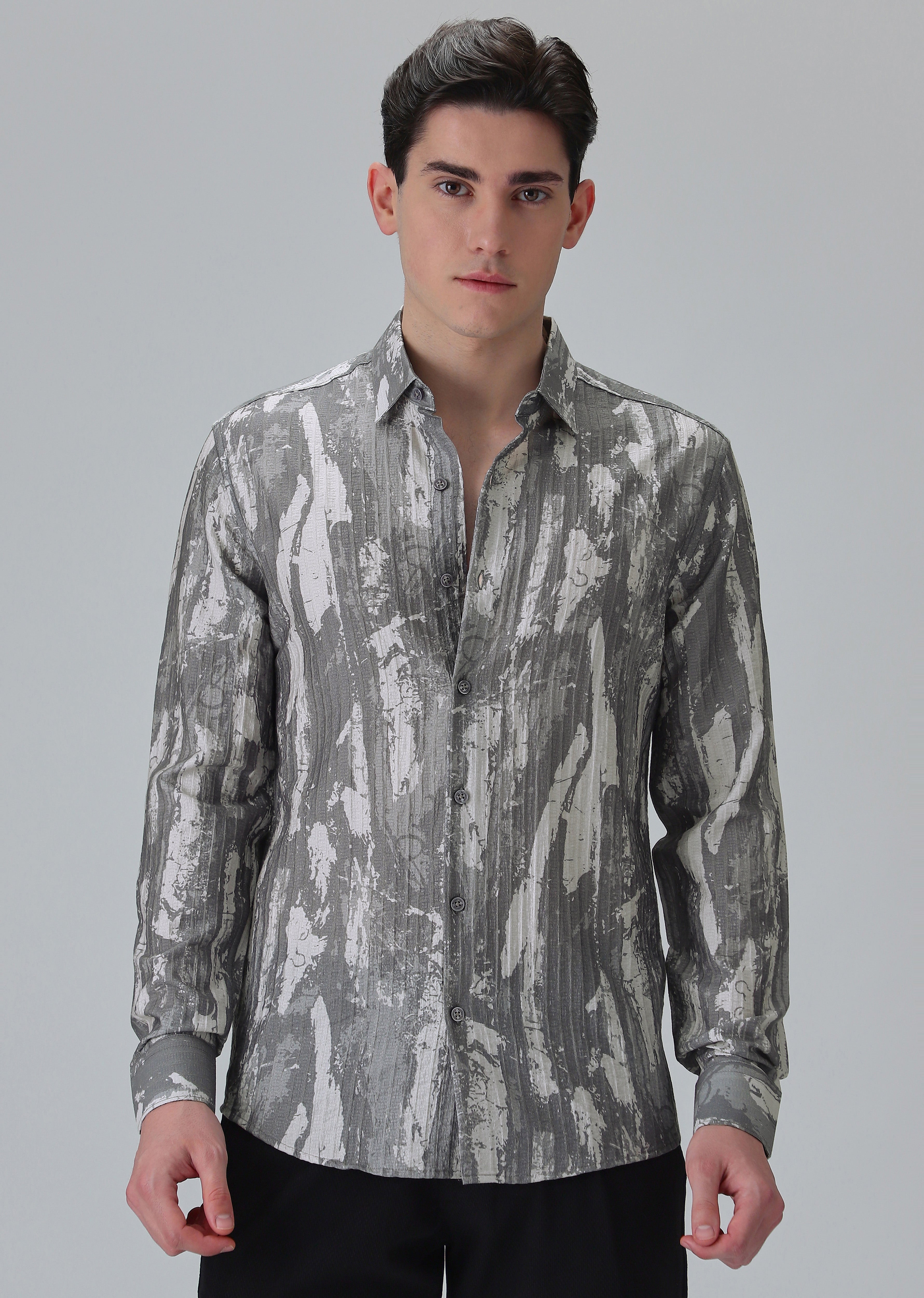 Speckled Grey Printed Shirt