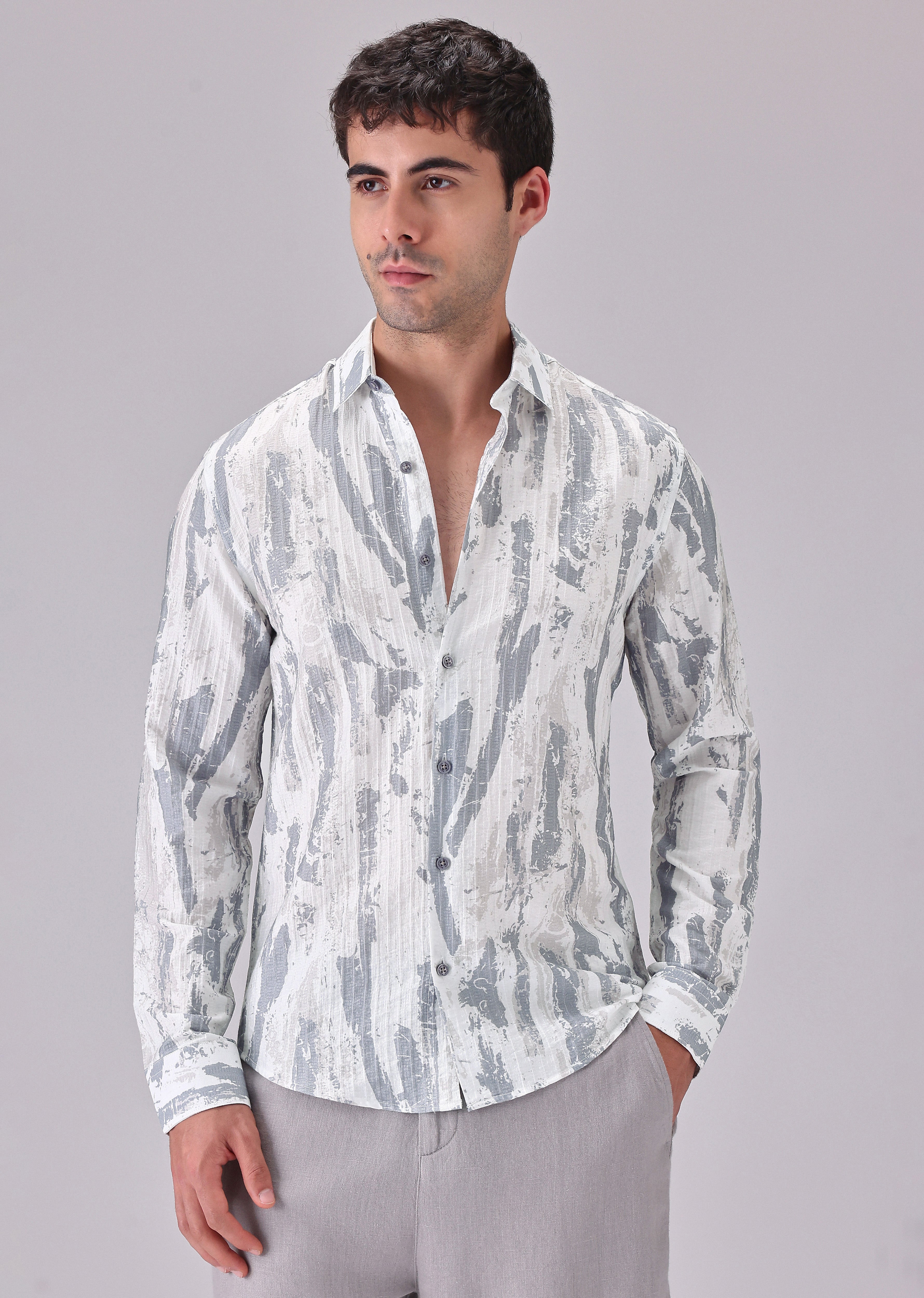 Speckled White Printed Shirt