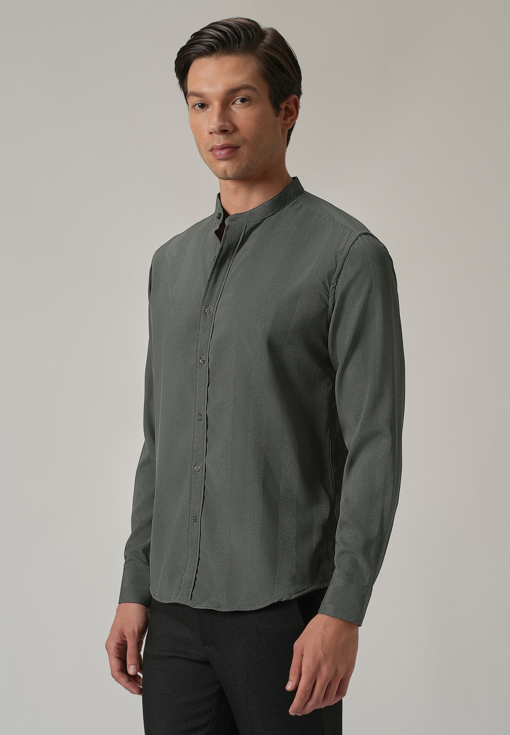 Stealth Grey Plain Shein Patterned Shirt