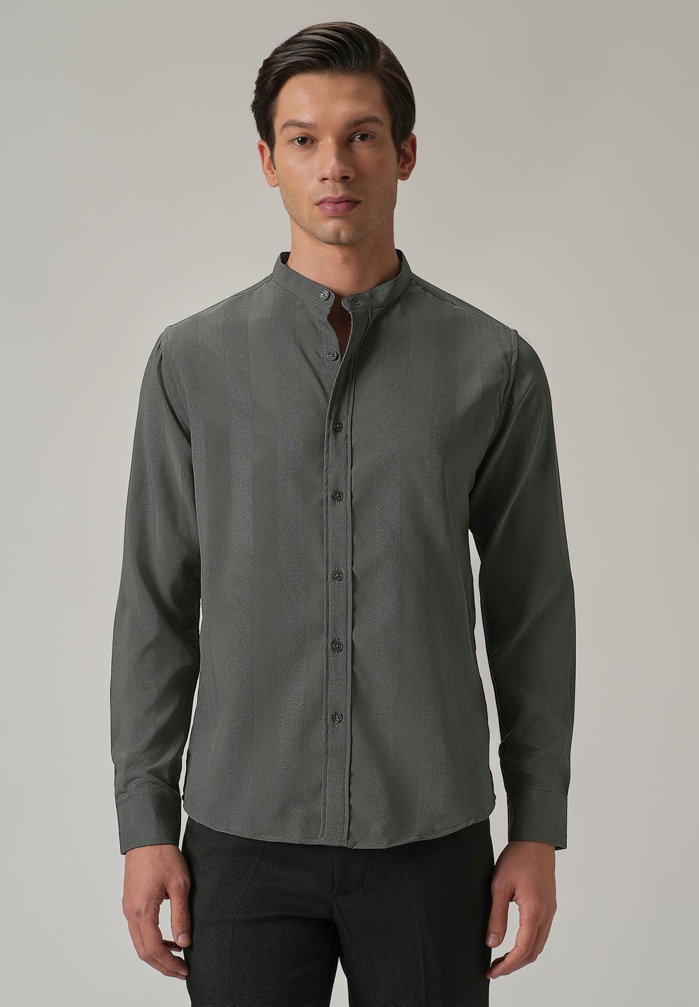 Stealth Grey Plain Shein Patterned Shirt