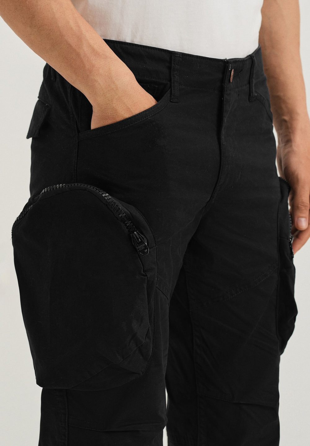 Steezy Black Zipper Cargo Pant