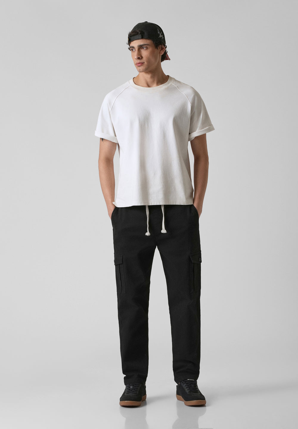 Stone Black Regular Fit Cargo Pant