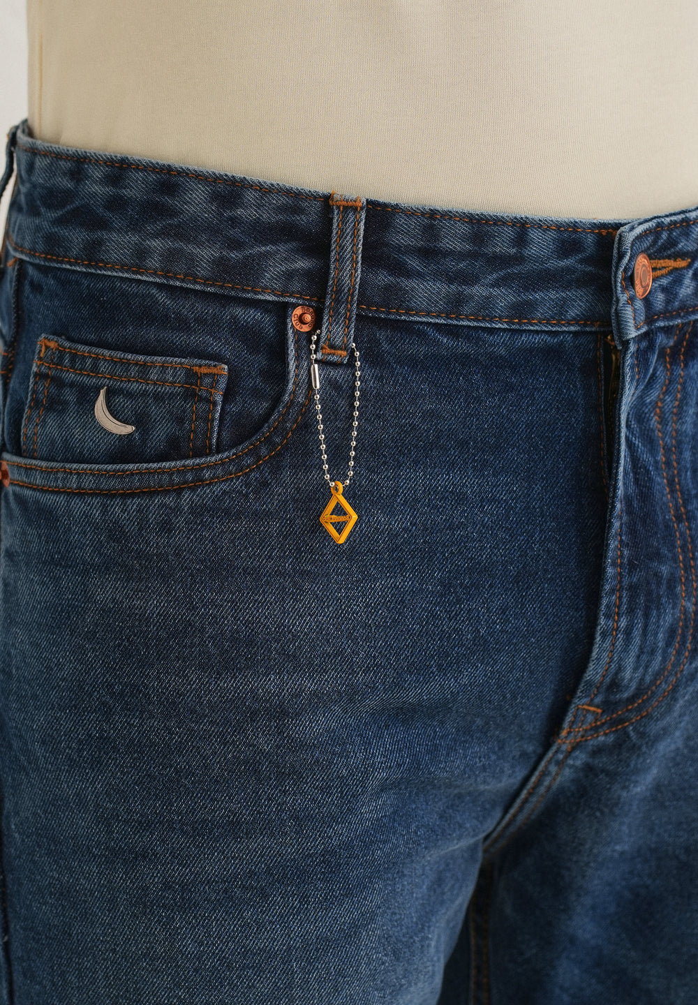 Stone Blue Distressed Straight Jeans