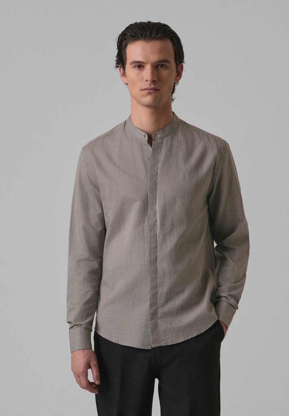 Stone Grey Cotton Linen Shirt