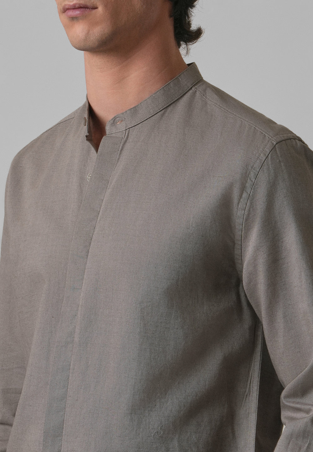 Stone Grey Cotton Linen Shirt
