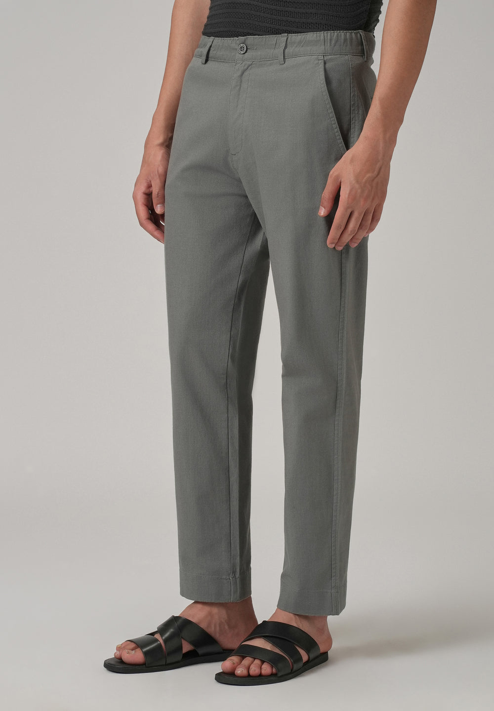 Stone Grey Cotton Trouser