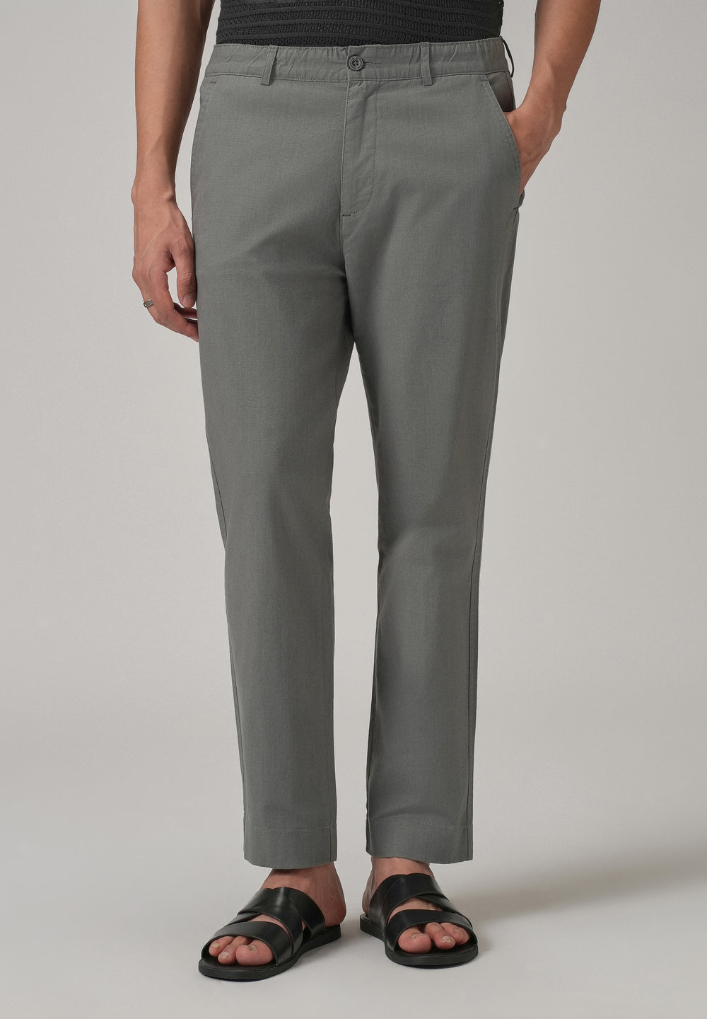 Stone Grey Cotton Trouser