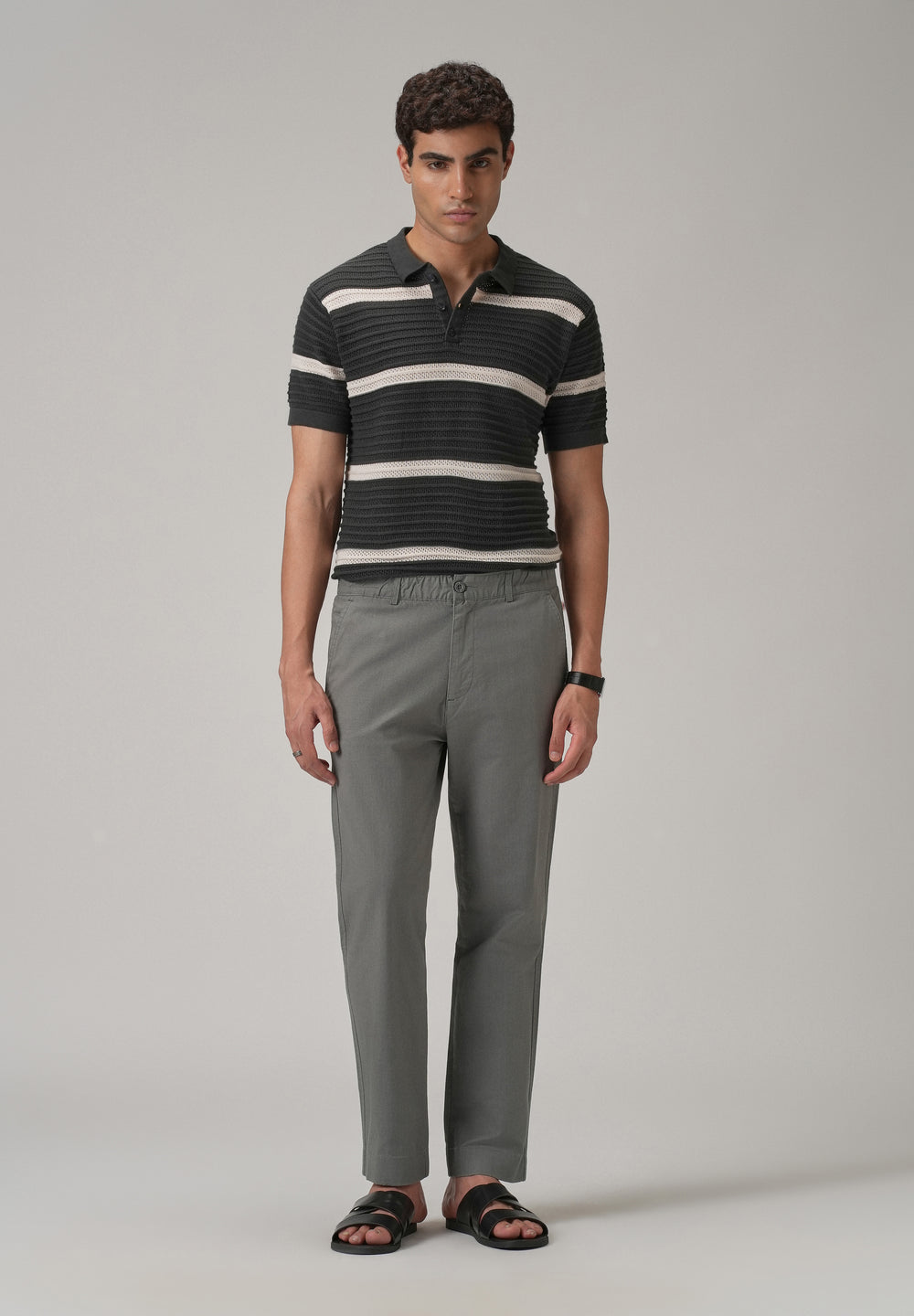 Stone Grey Cotton Trouser