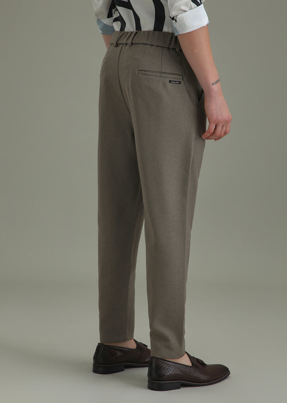 Stone Grey Textured Korean Pant