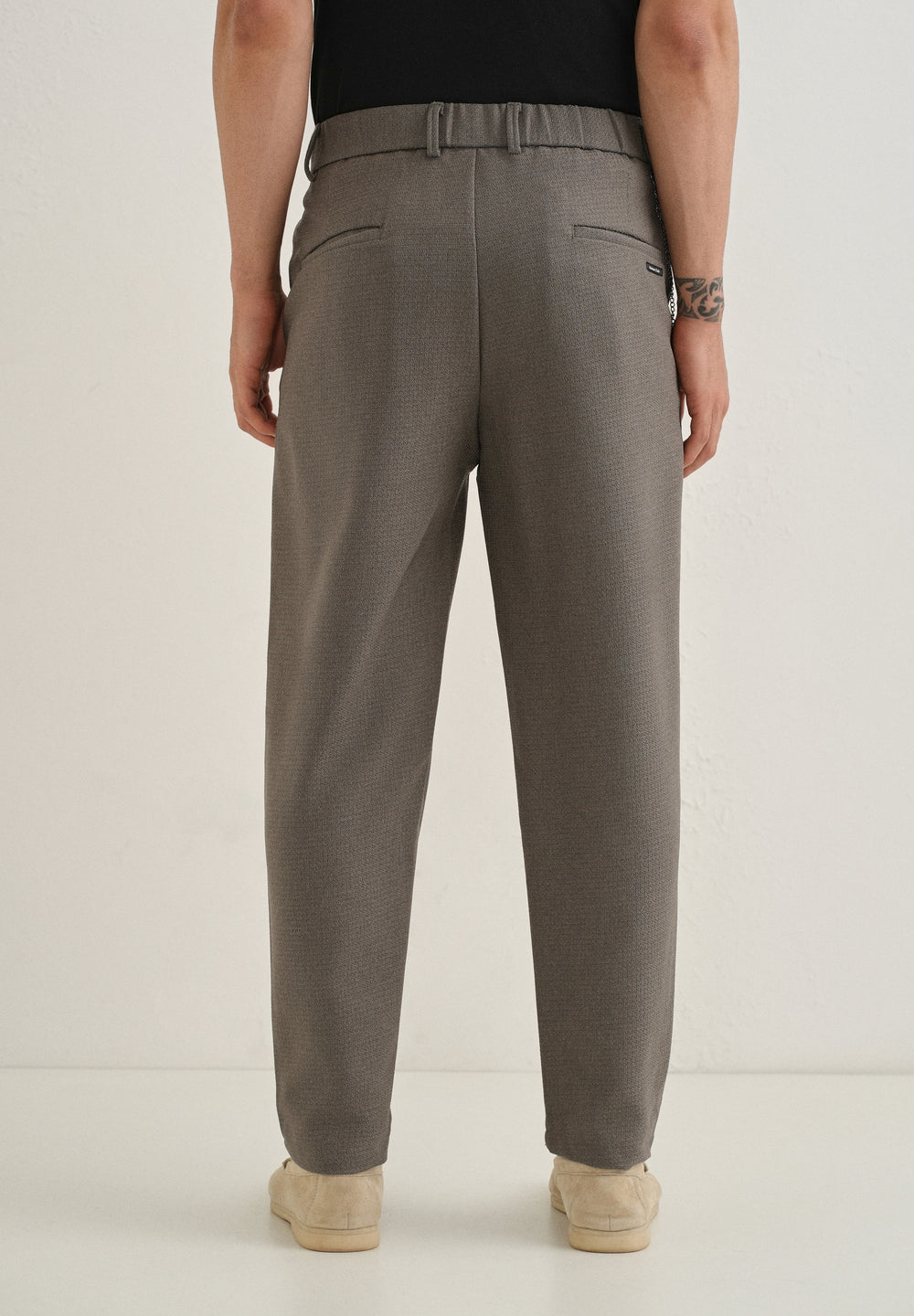 Stone Grey Textured Korean Pant