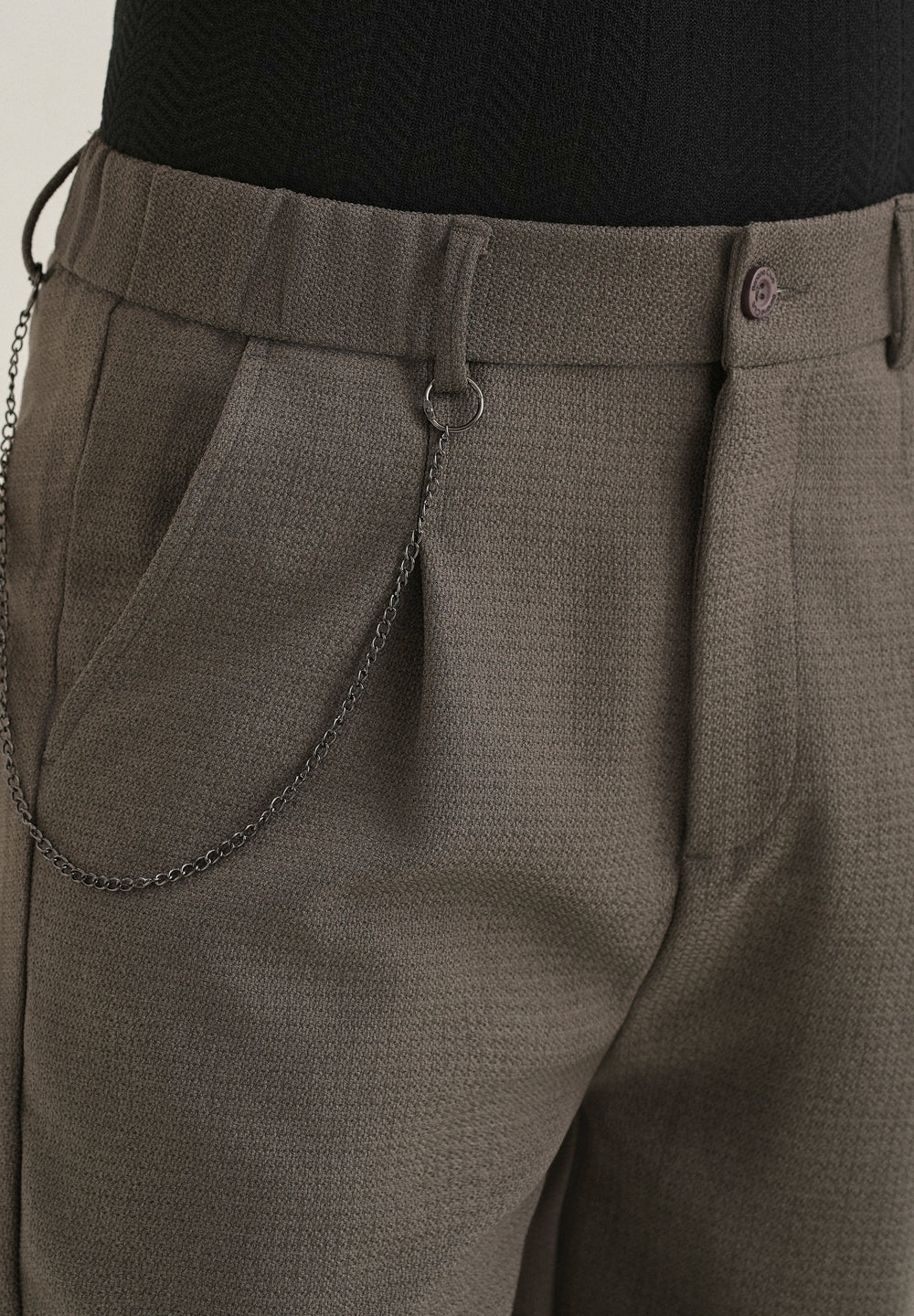 Stone Grey Textured Korean Pant