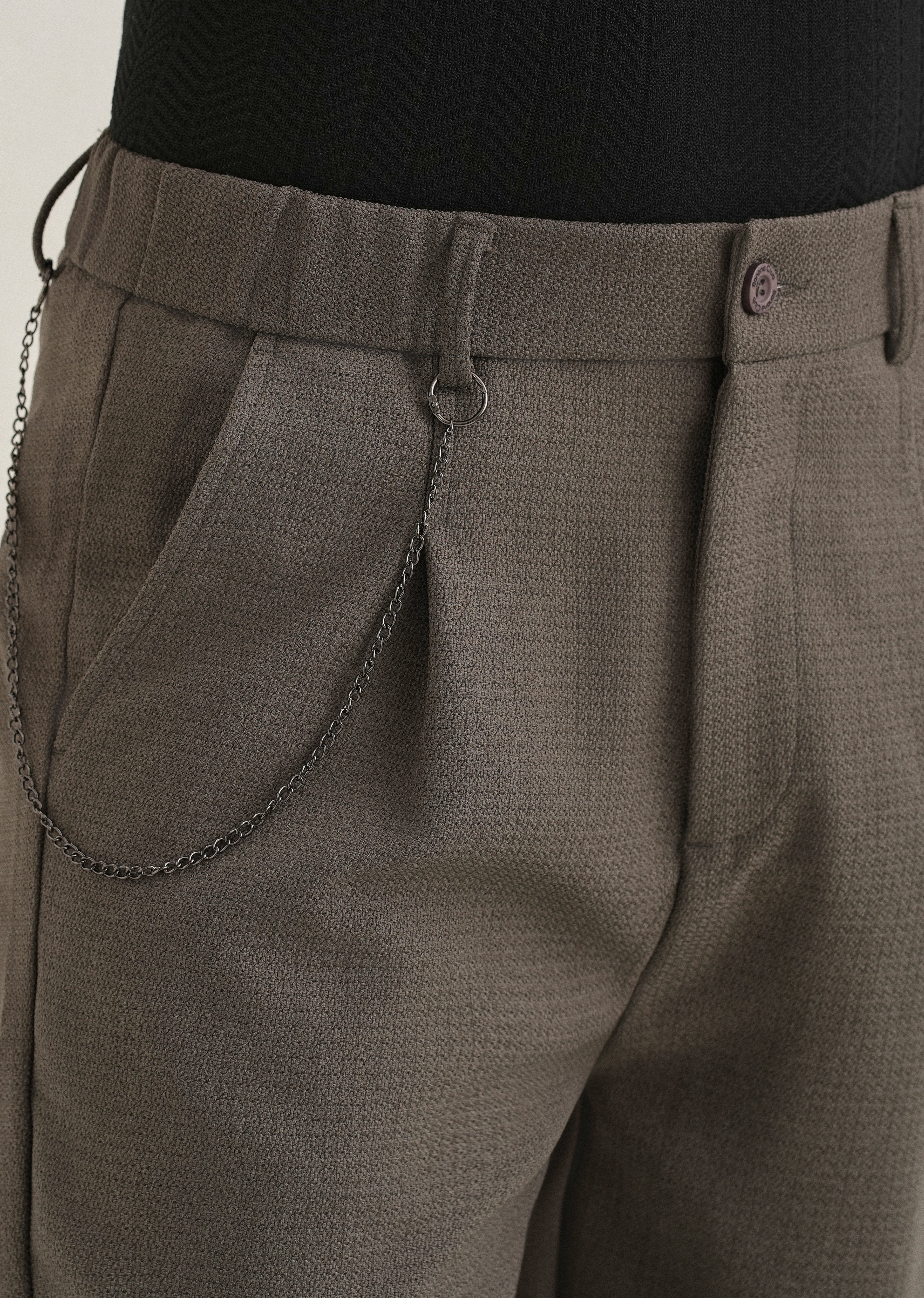 Stone Grey Textured Korean Pant