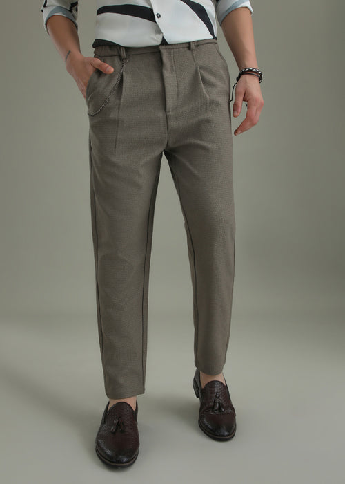 Stone Grey Textured Korean Pant