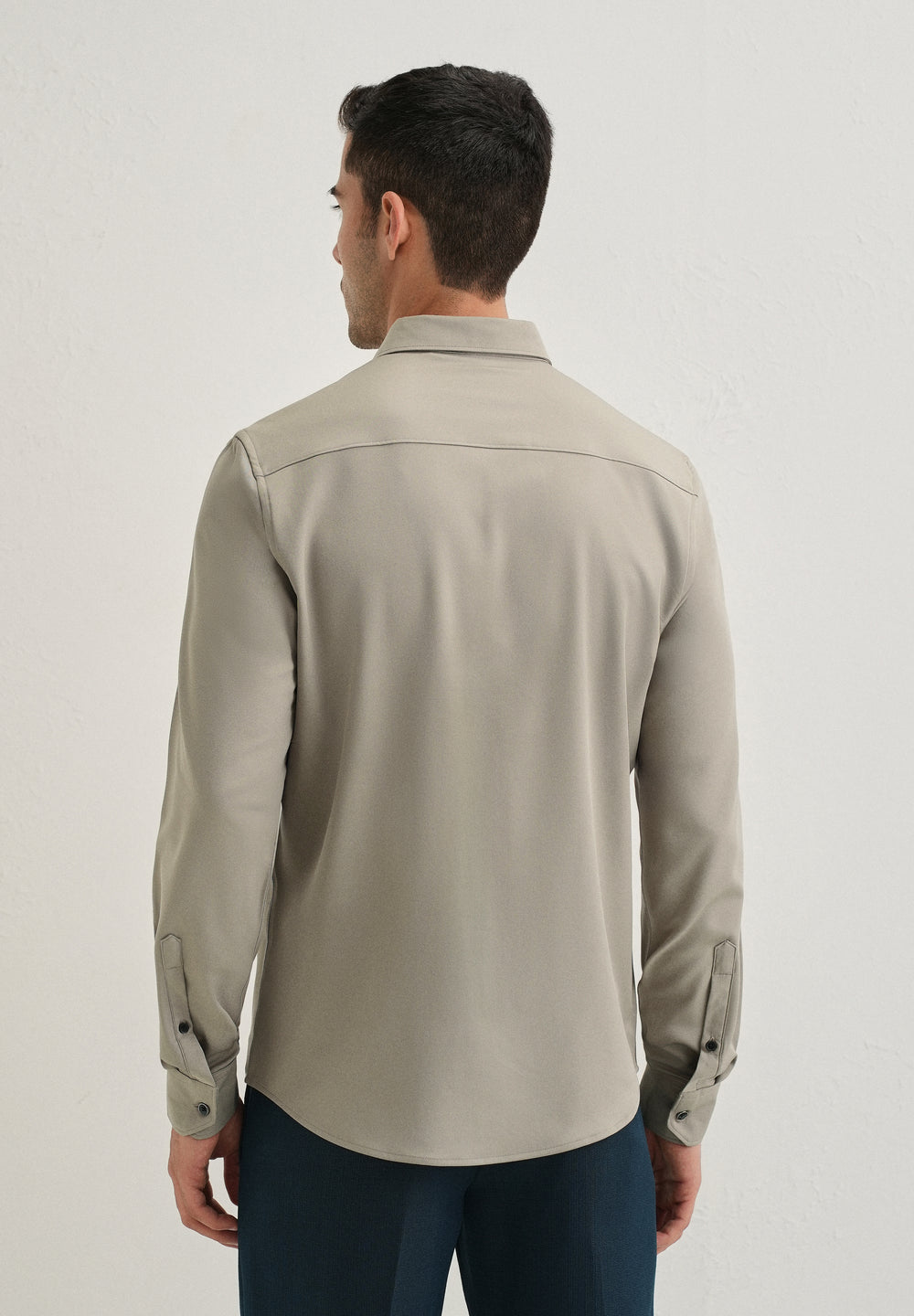 Stone Melange Wrinkle Free Stitchless Placket Shirt