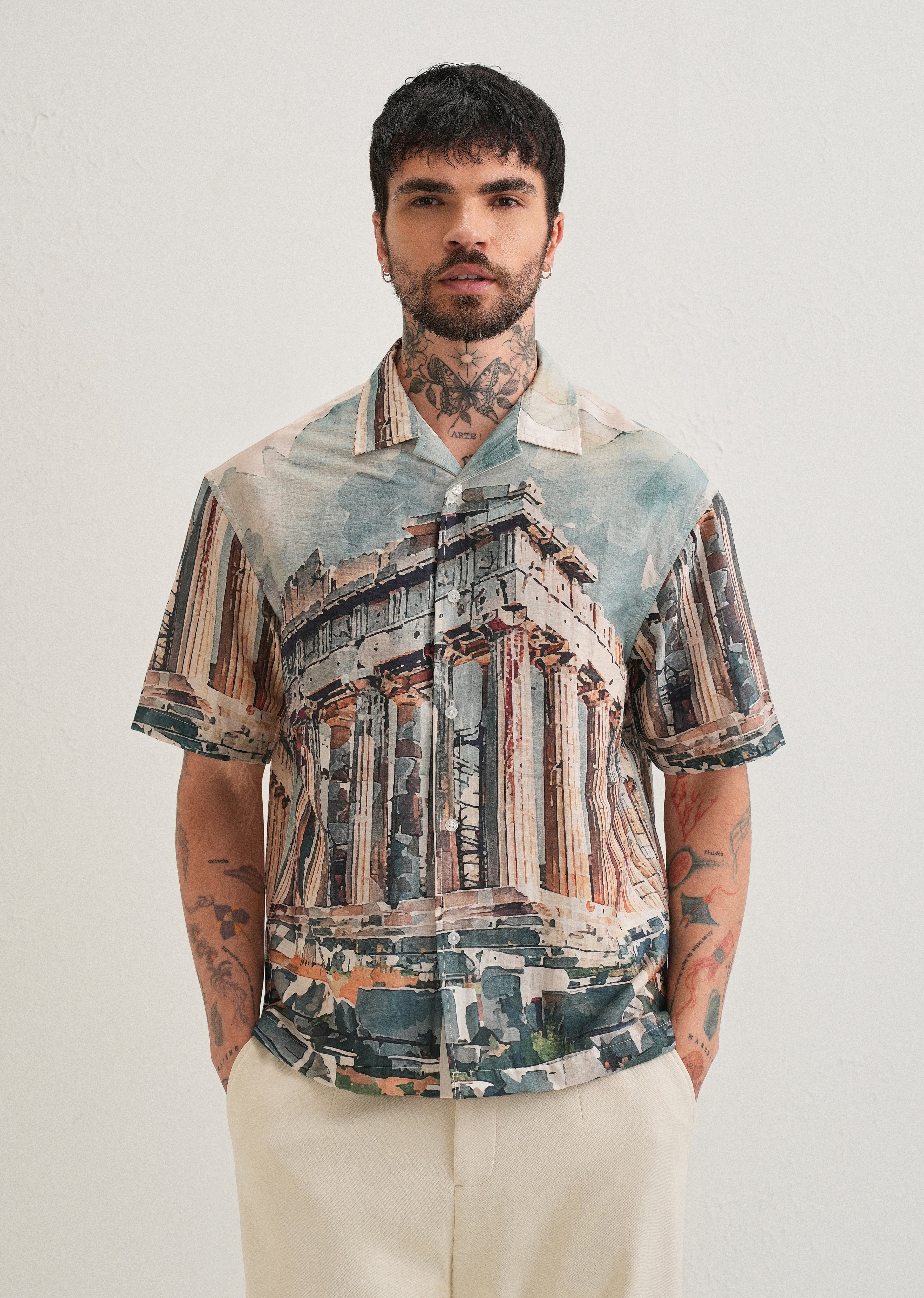 Stone Ruins Placement Print Shirt