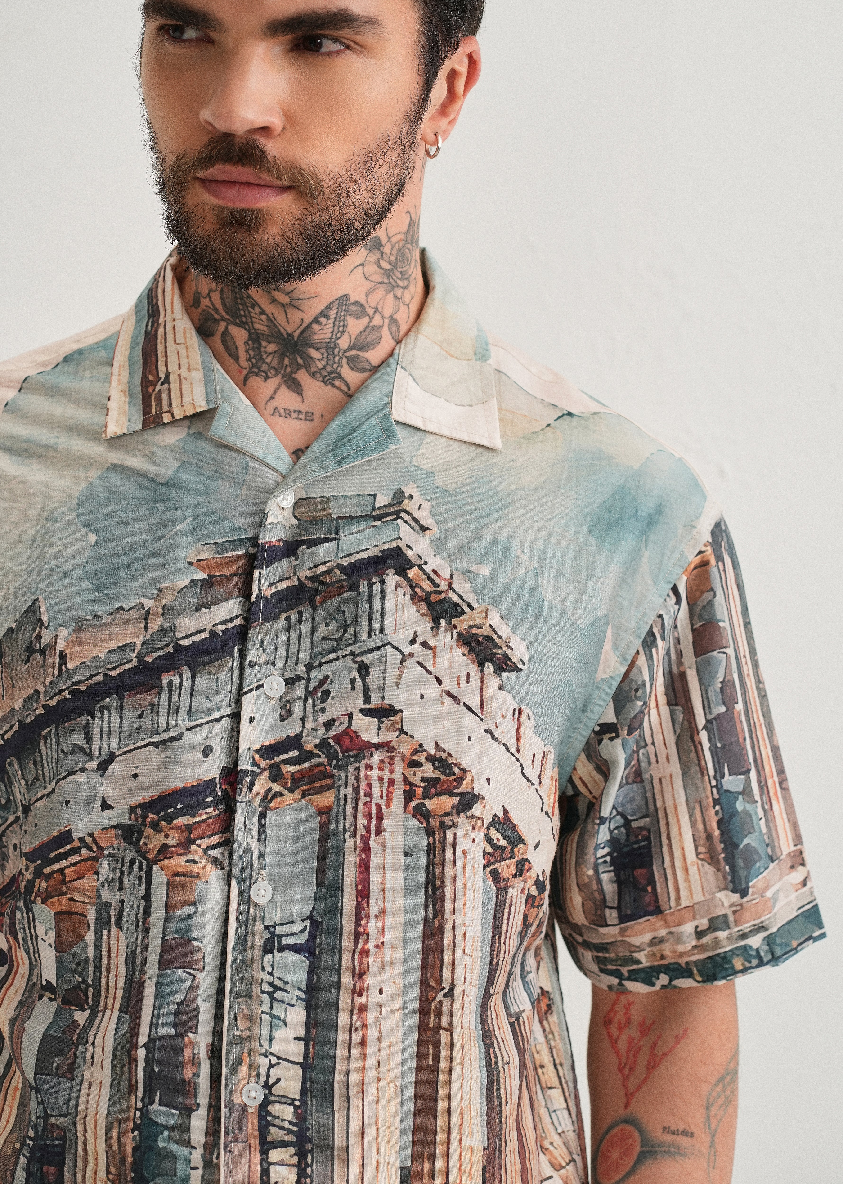 Stone Ruins Placement Print Shirt