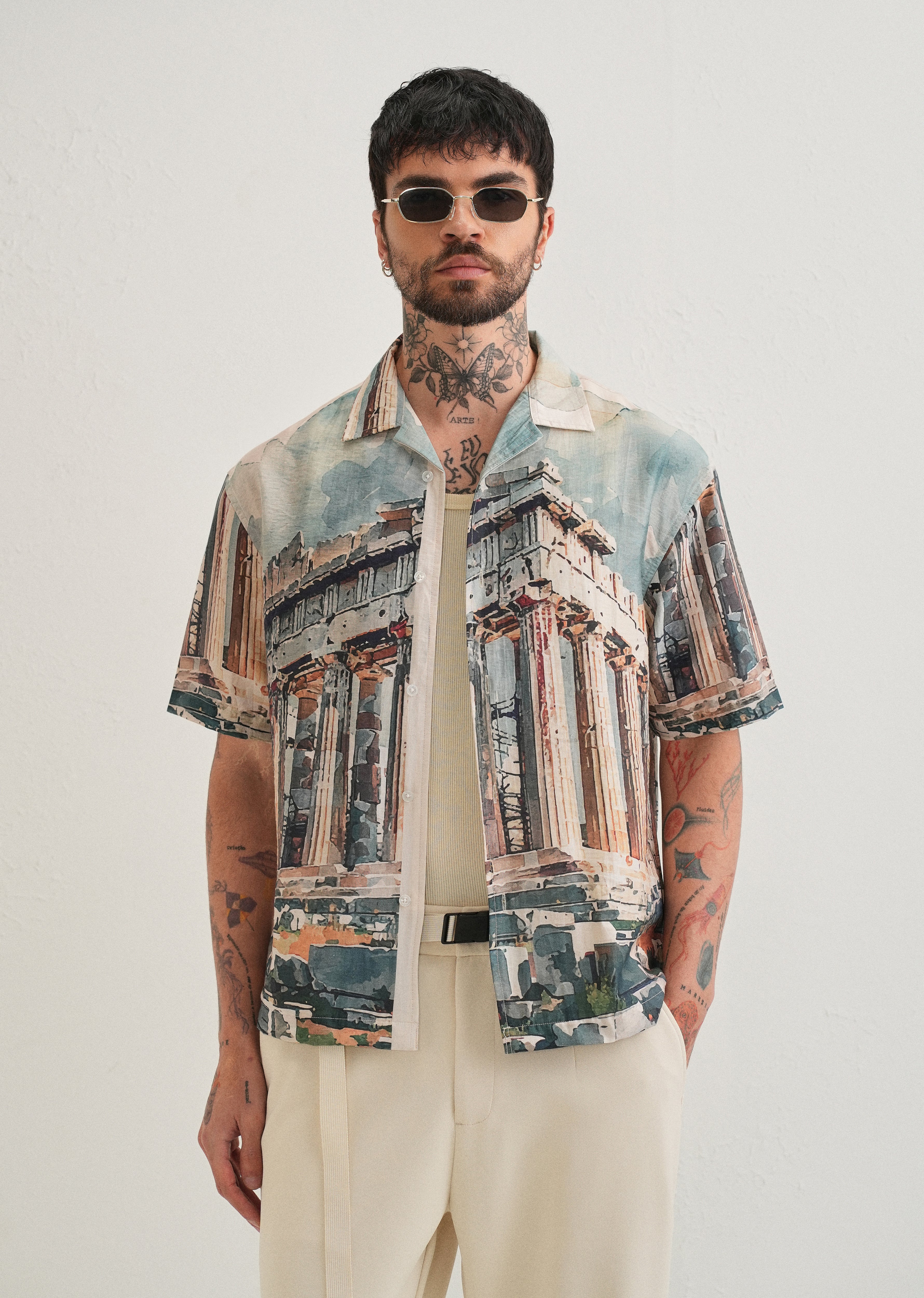 Stone Ruins Placement Print Shirt