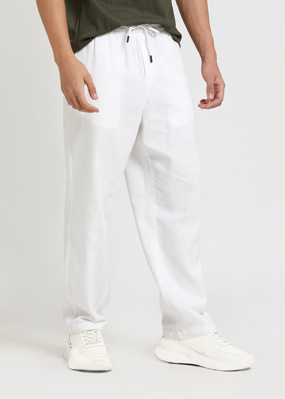 Stone White Textured Pants