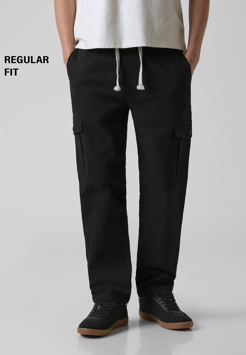 Stone Black Regular Fit Cargo Pant