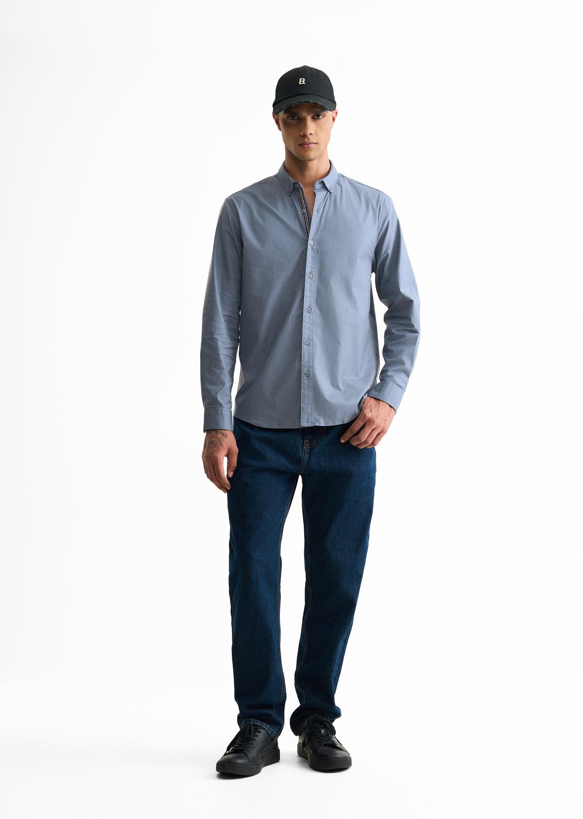 Stone Blue Contrast Placket Shirt